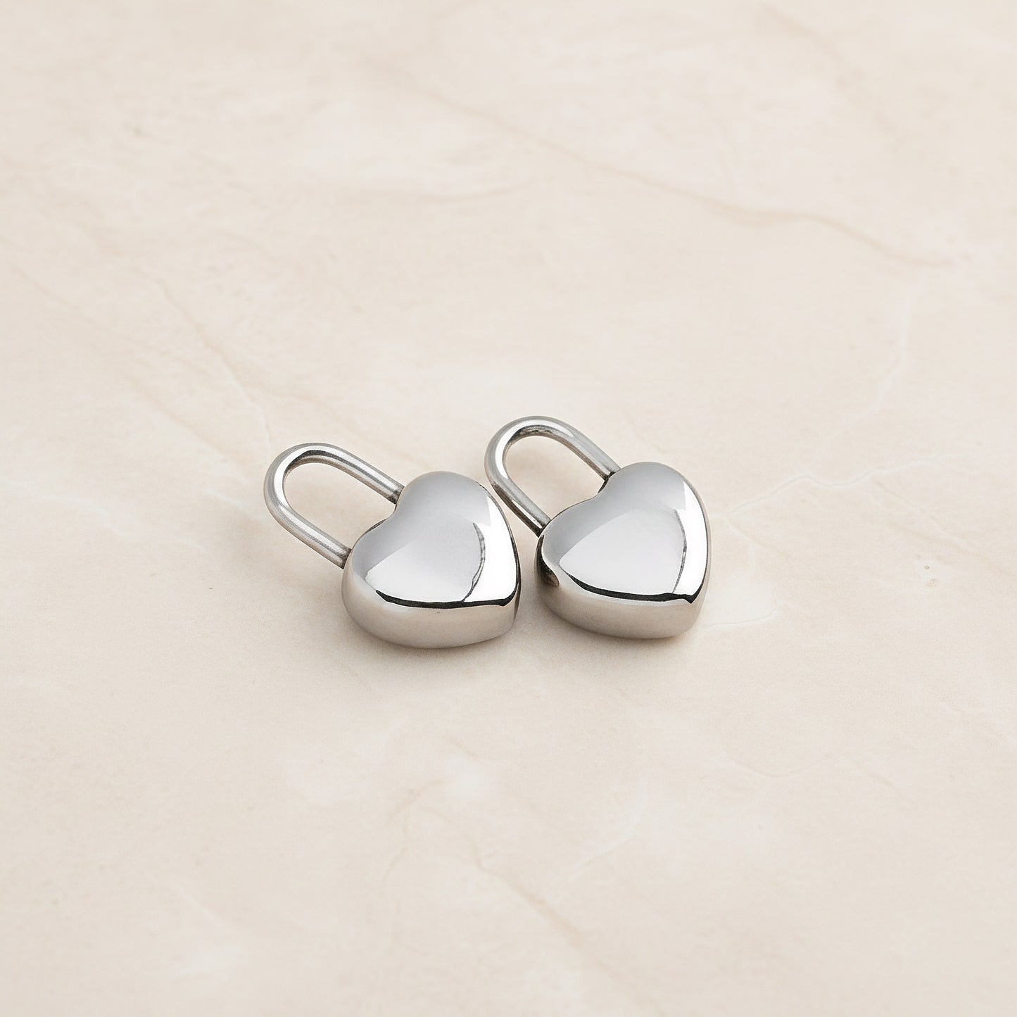 Heart Lock Surgical Steel Pendant, 2Pc - detail view 2 (SG.251)