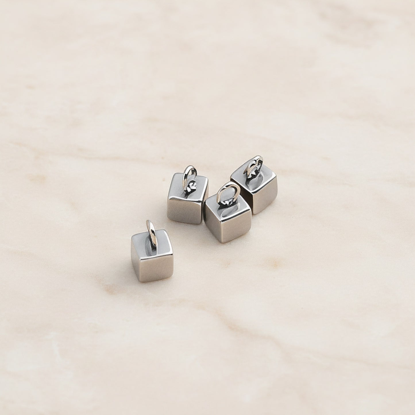 Mini Cube Surgical Steel Pendant, 6 Pc - detail view 2 (SG.255)