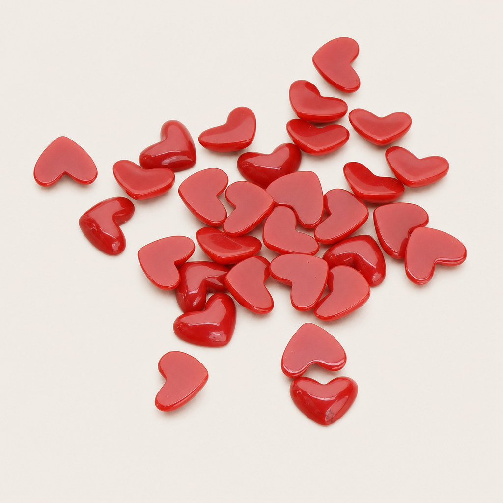 Tiny heart flat back cabochons in various colors