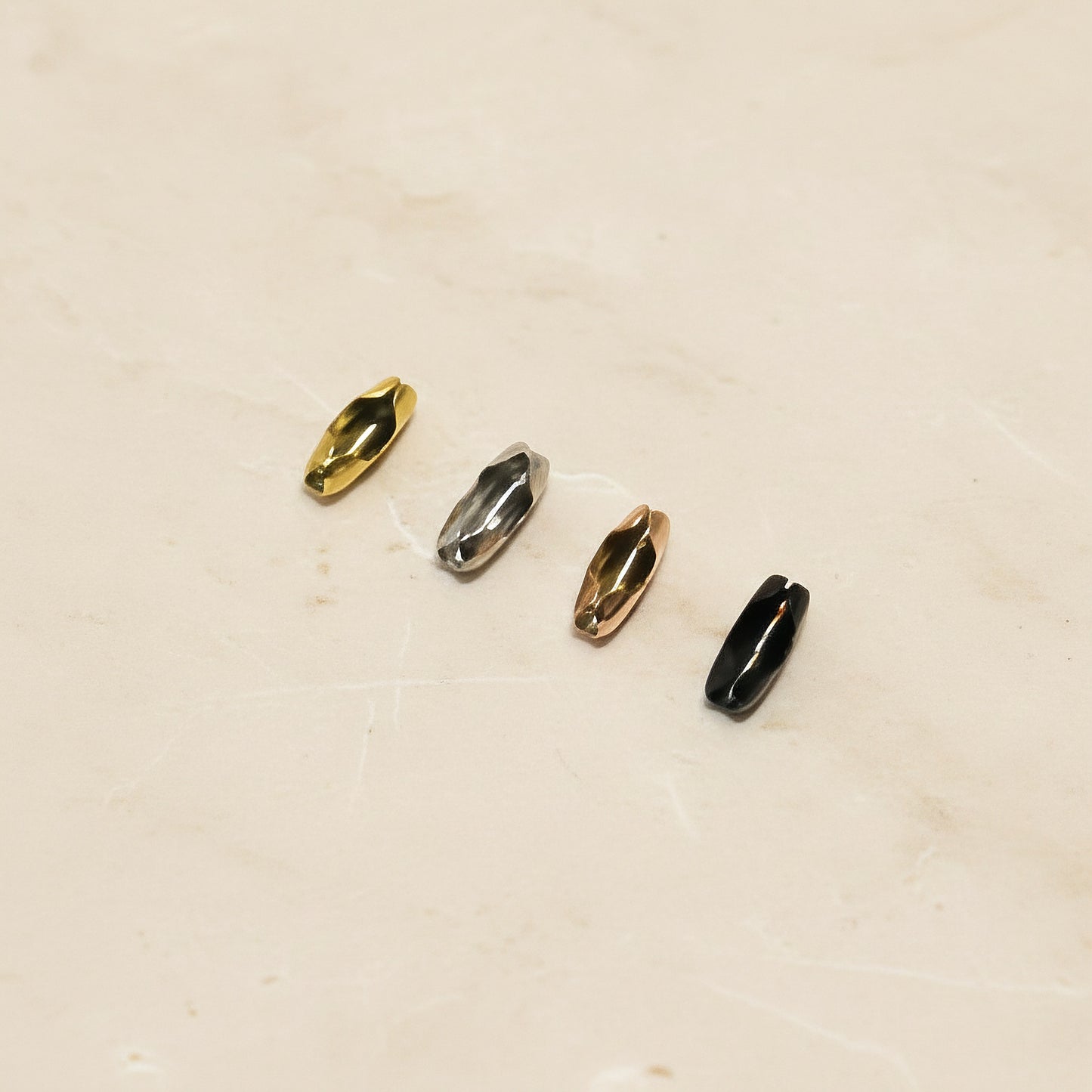 Oval Surgical Steel 2mm Ball Chain Connector Cap, 4 pc - detail view 1 (SG.563)