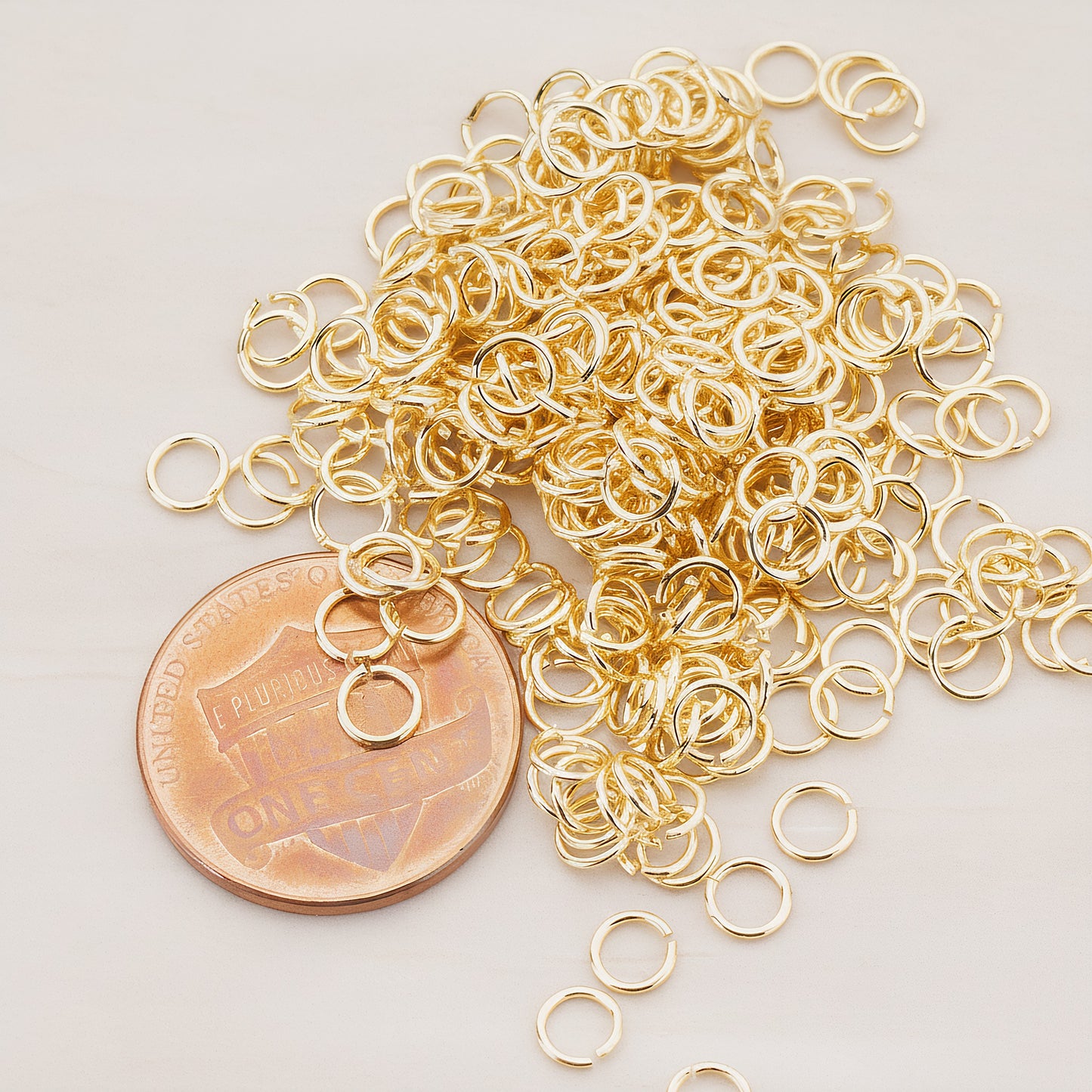 Glossy Gold Plated Round Open Jump Rings, 21 Gauge, 300 Pc (BA.106)