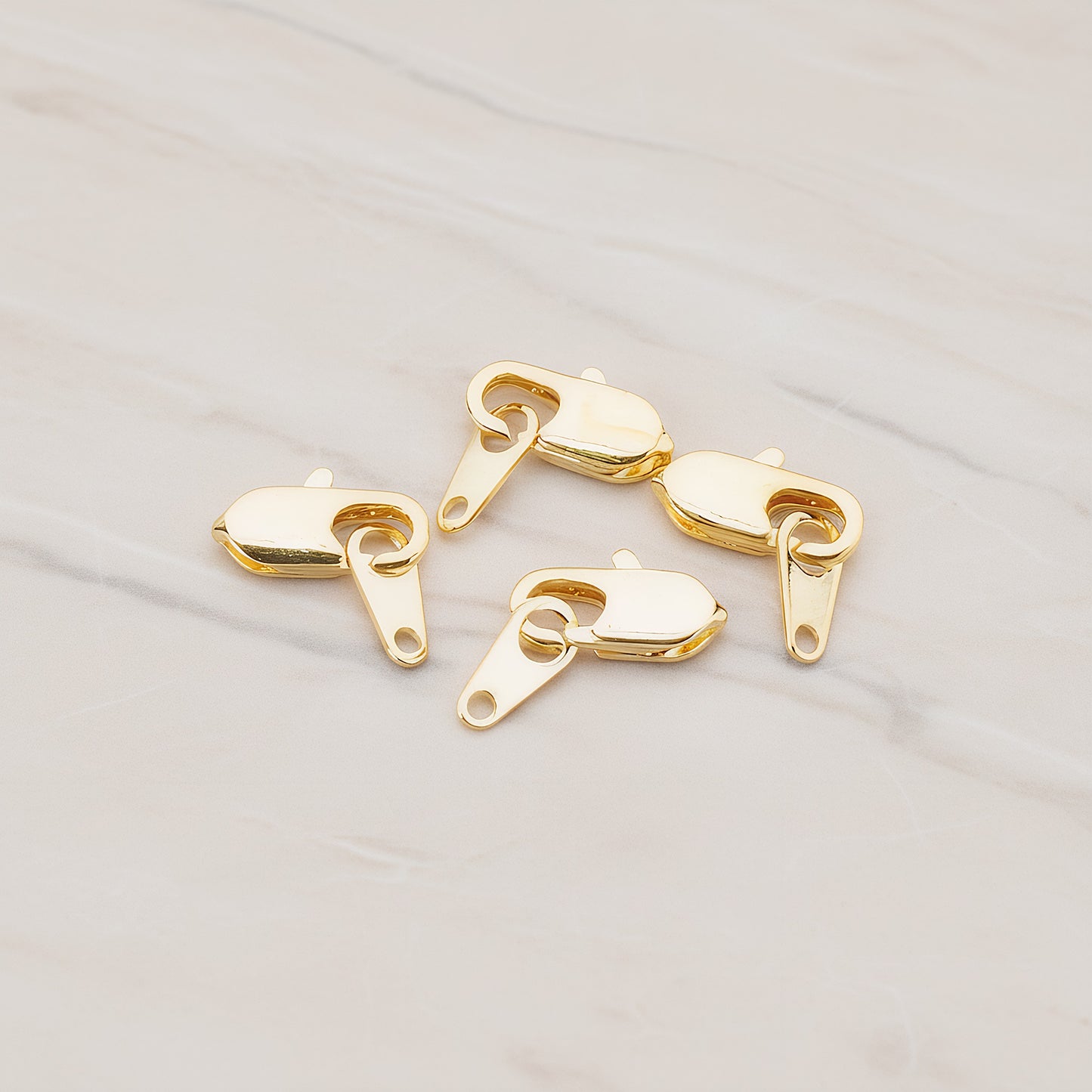 Gold Mini Lobster Clasp and Bar Set, 4 Sets (BA.131)