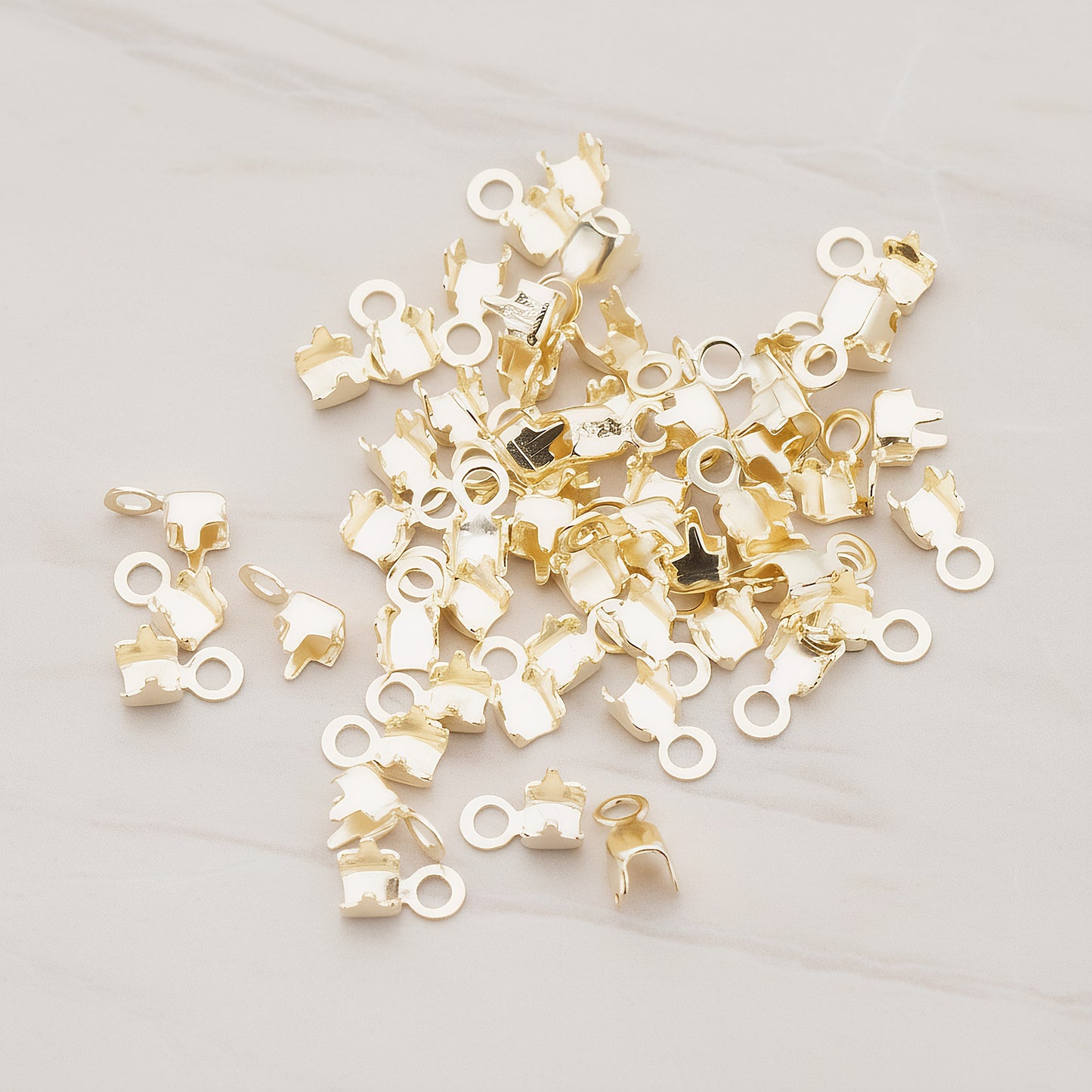 Fold Over Cord End Tips With Loop, 20 Pc (BA.207)