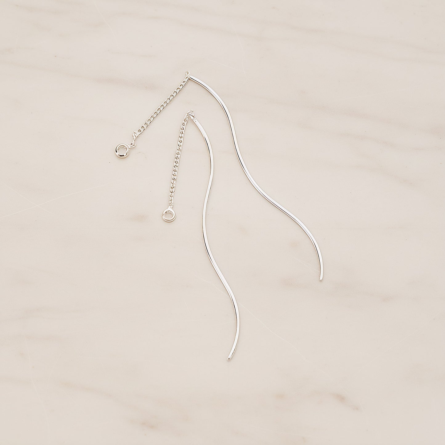 Curvy Wave Tube Bar Chain Ear Findings, 2 Pc (BA.269)