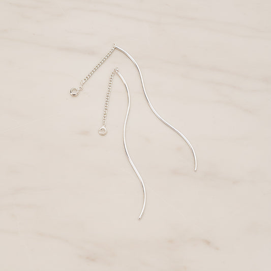 Curvy Wave Tube Bar Chain Ear Findings, 2 Pc (BA.269)