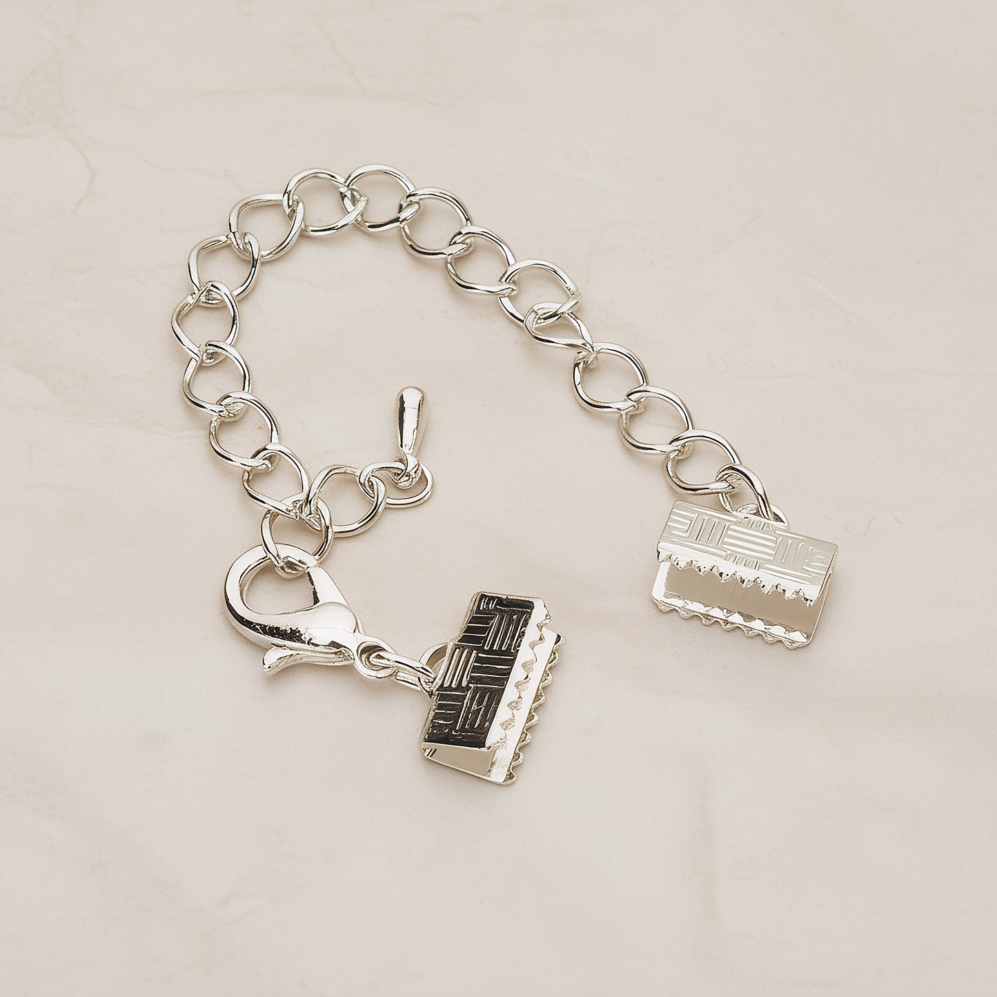 Thick Cable Chain Extender with Wide Cord End Clips and Lobster Clasp, 2 Pc (BA.275-02)