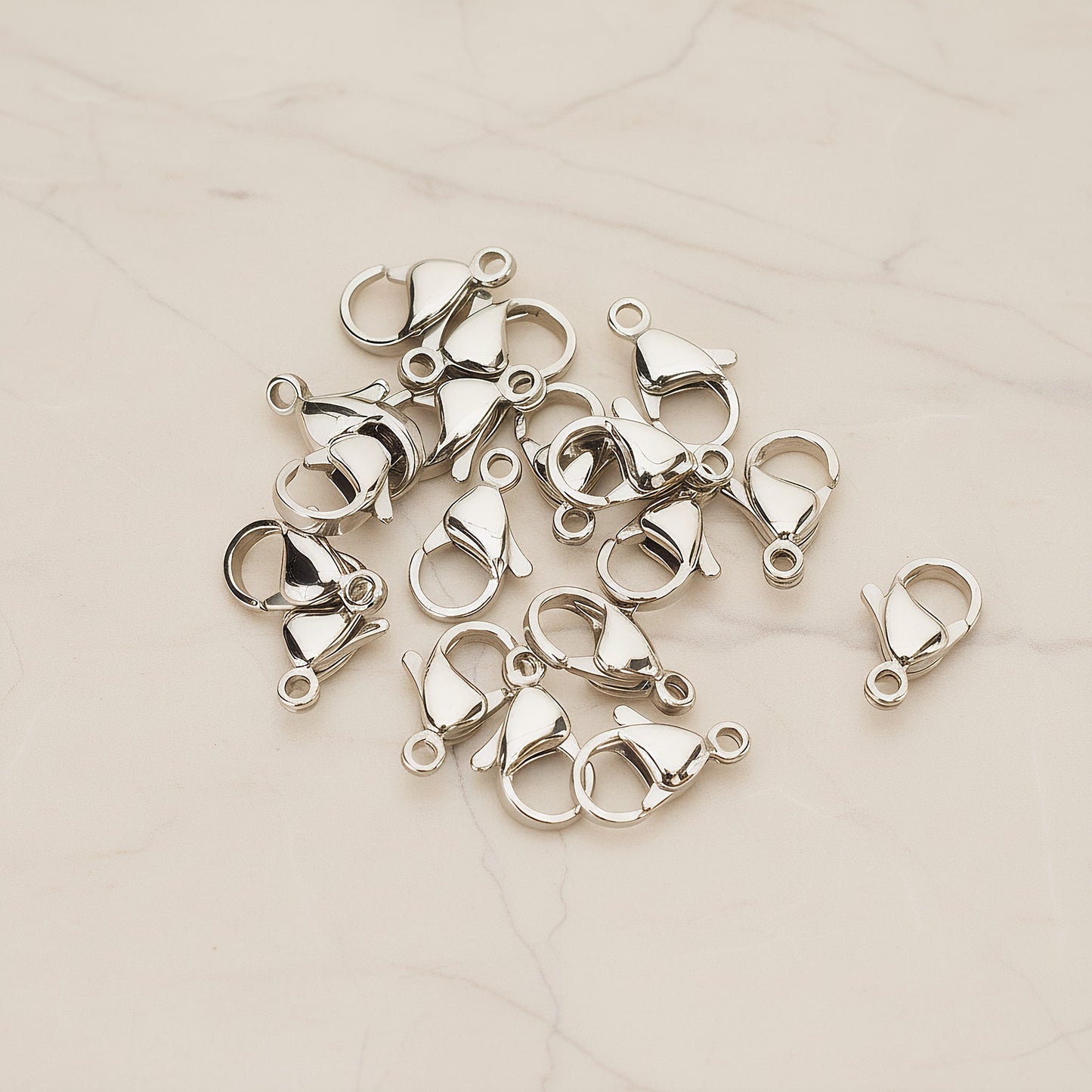 Surgical Stainless Steel Hypoallergenic Large Lobster Clasp, 6 Pc - Surgical Stainless Steel (BA.276-02)