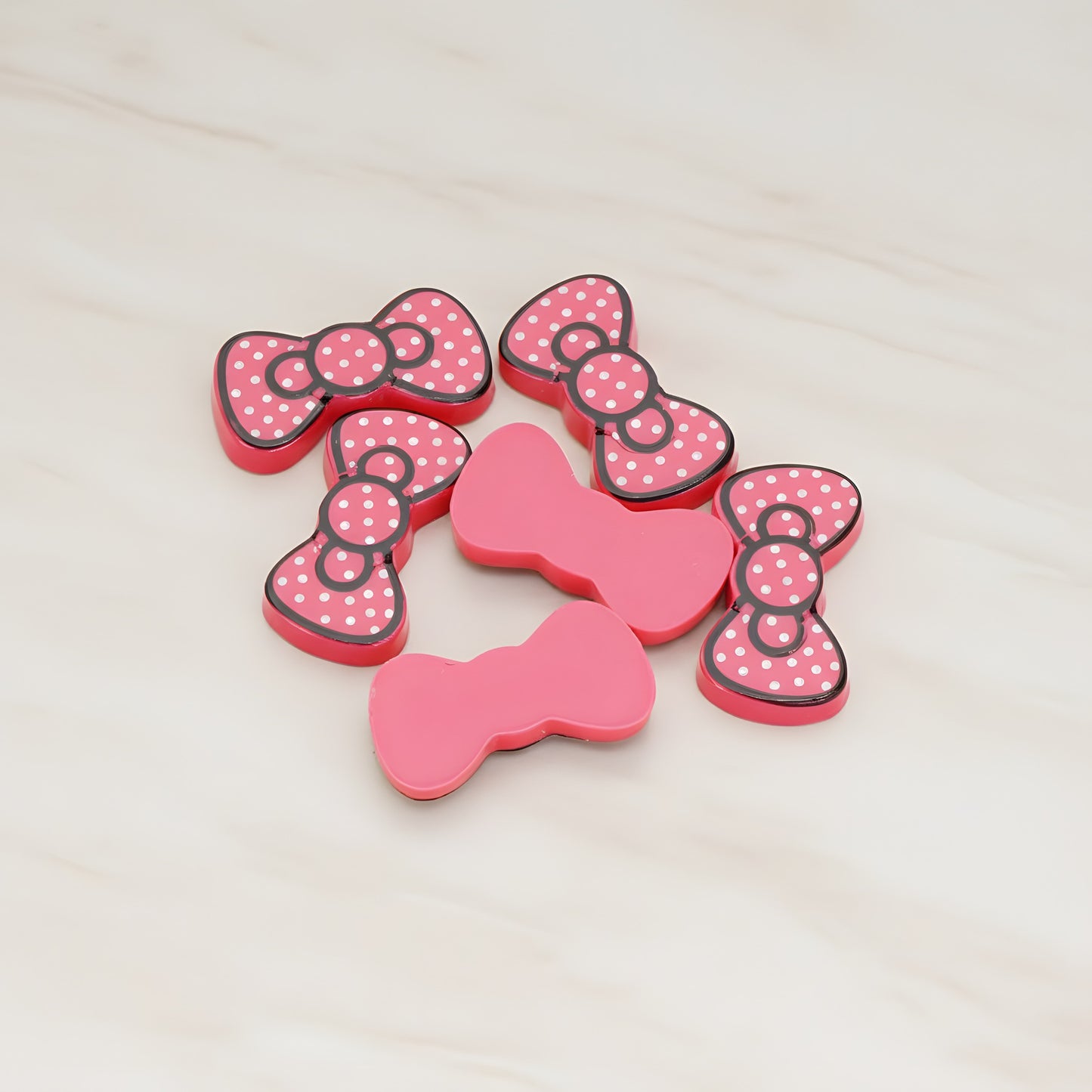 Ribbon Bow Flat Back Cabochon, 10 Pc - HotPink (CB.008)