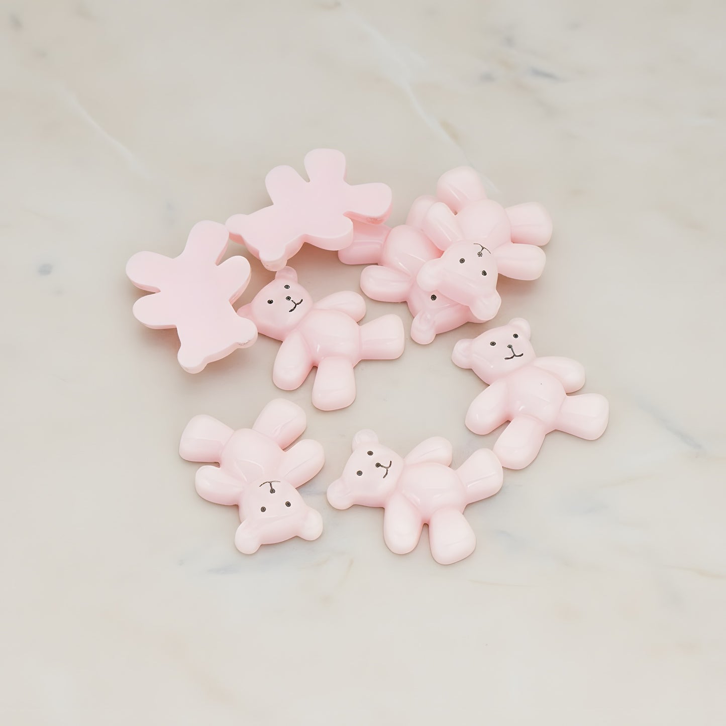 Teddy Bear Flat Back Cabochon, 10 Pc - Pink (CB.011)