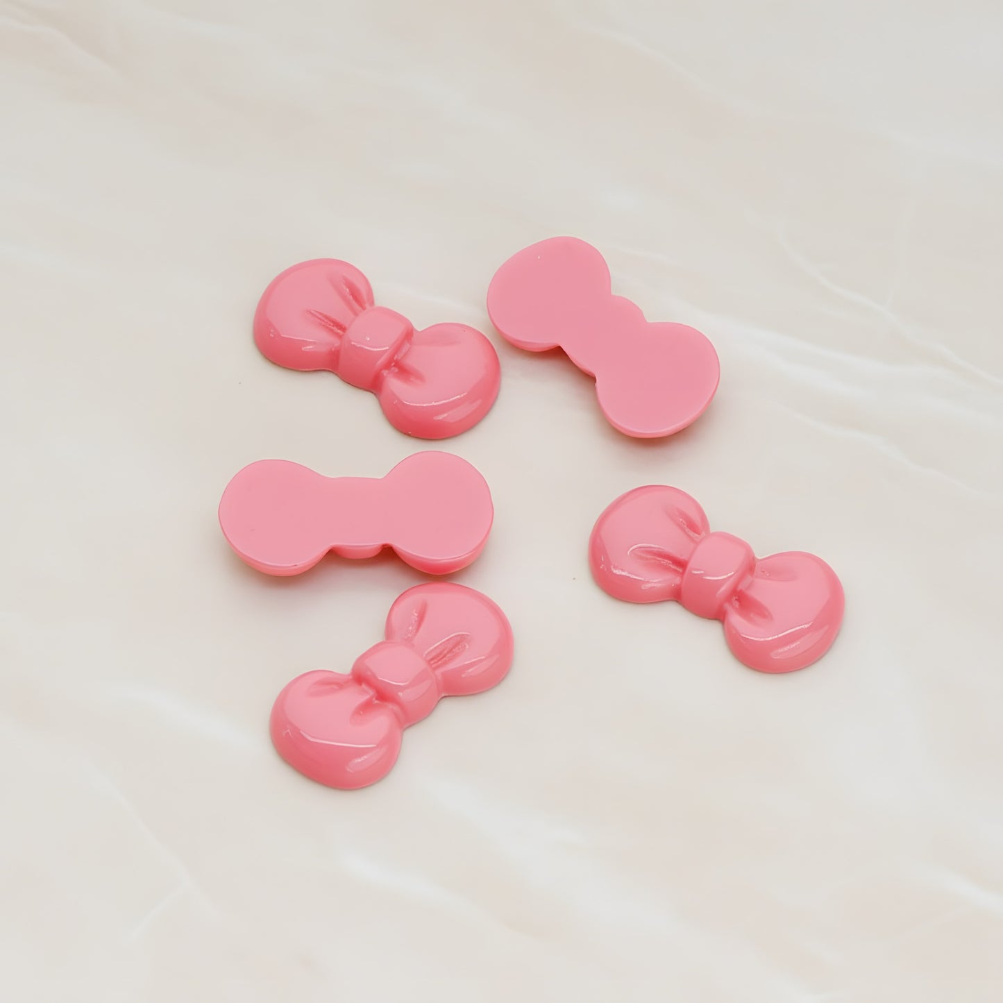 Rounded Ribbon Bow Flat Back Cabochon, 10 Pc - HotPink (CB.019)