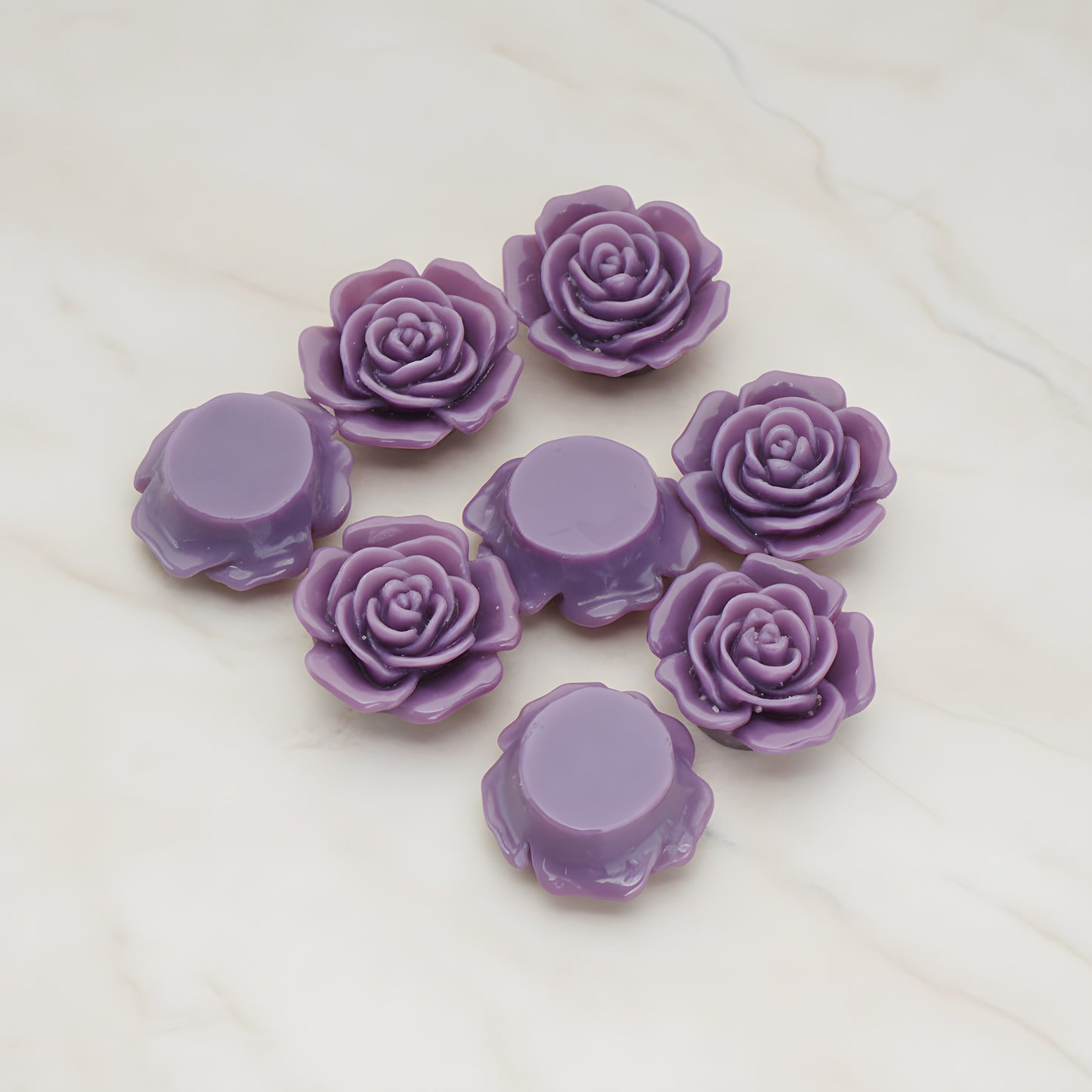 Mary Rose Flower Flat Back Cabochon, 4 Pc - Purple (CB.038)