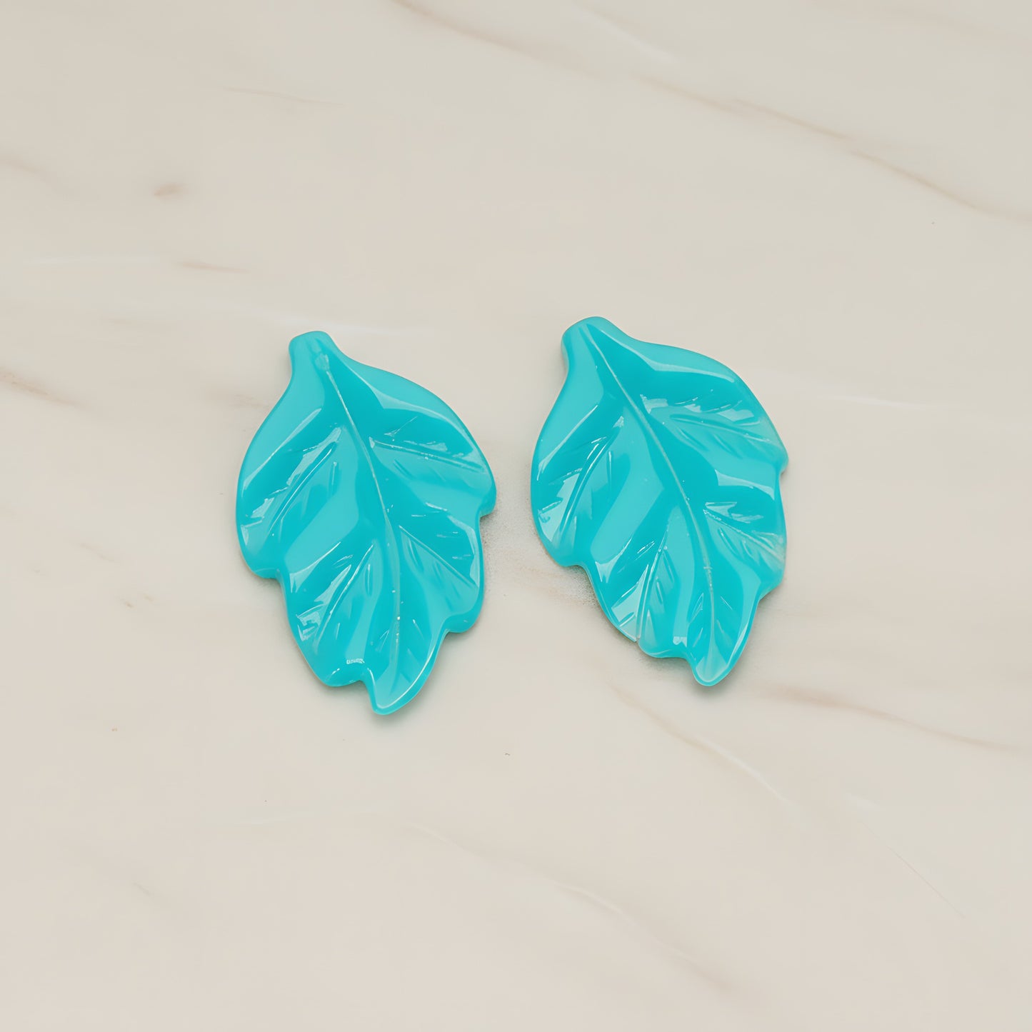 Leaf Flat Back Cabochon, 6 Pc - Teal (CB.05)