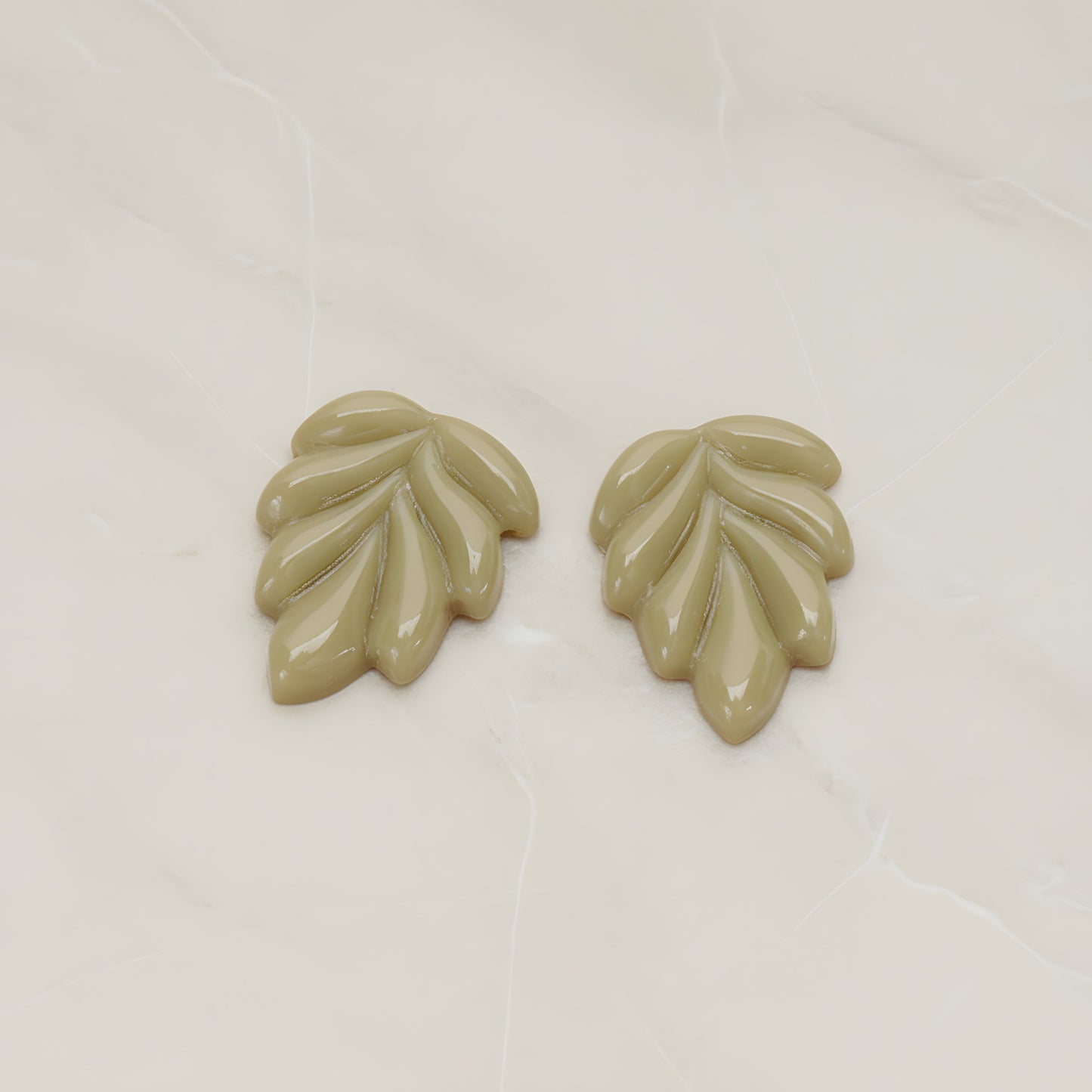 Bubble Leaf Flat Back Cabochon, 6 Pc - Khaki (CB.06)