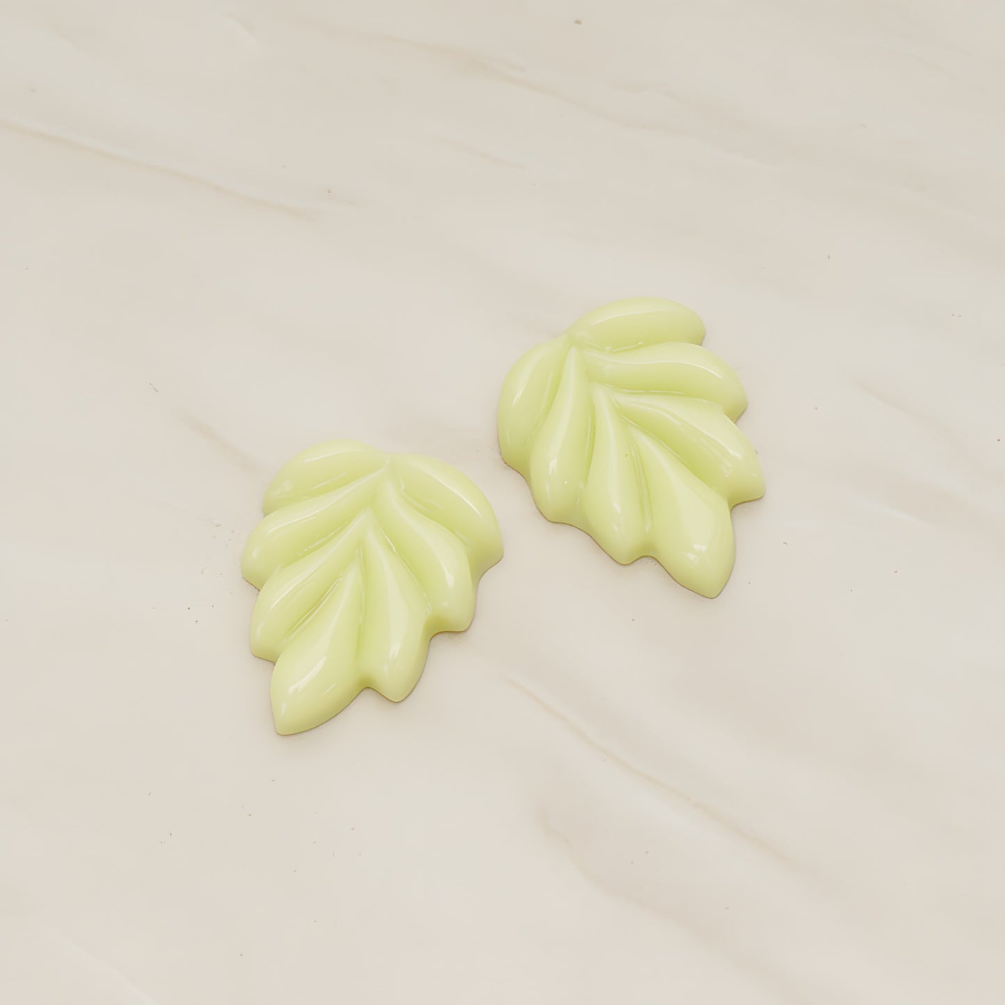 Bubble Leaf Flat Back Cabochon, 6 Pc - Yellow green (CB.06)