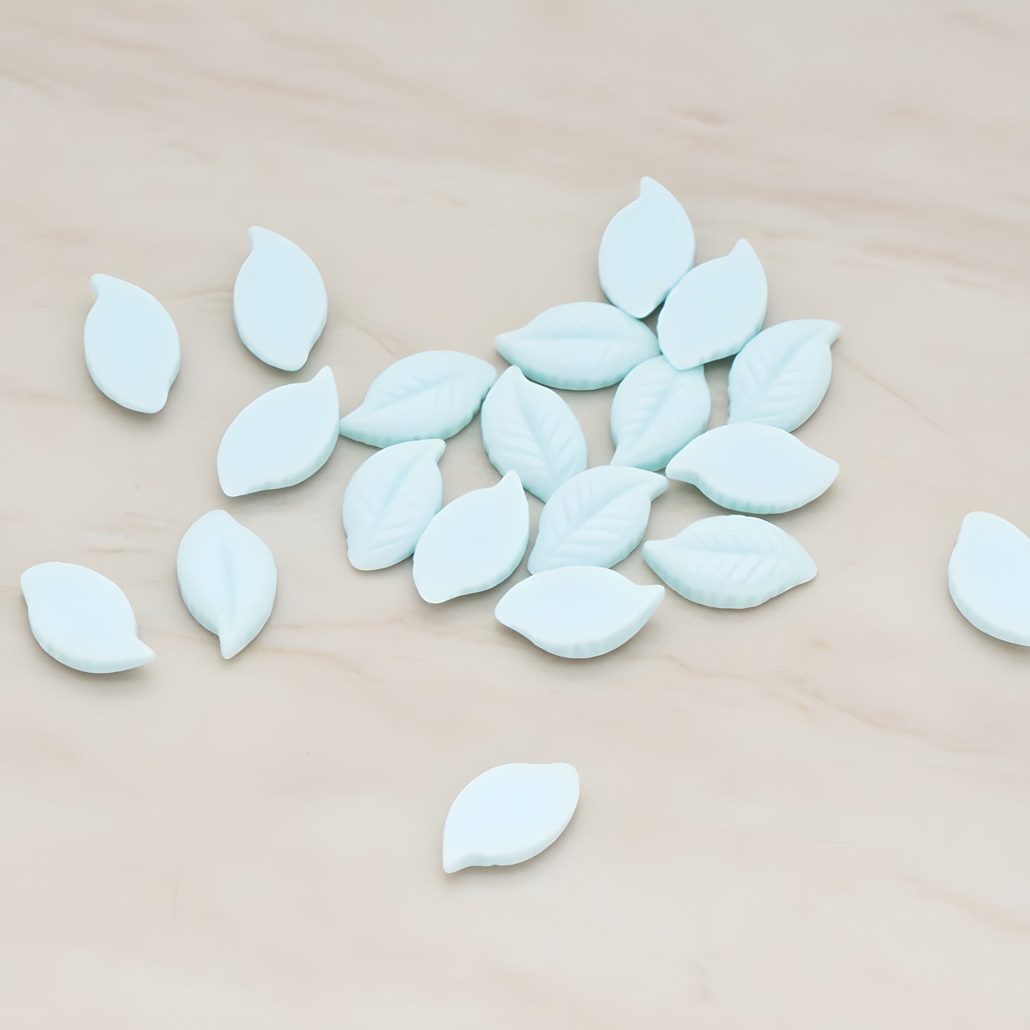 Textured Leaf Flat Back Cabochon, 10 Pc - Light blue (CB.110)