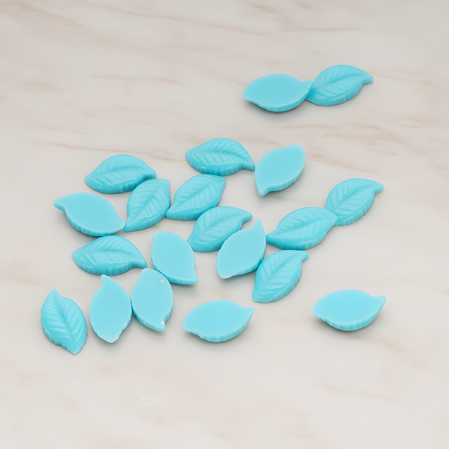 Textured Leaf Flat Back Cabochon, 10 Pc - Turquoise (CB.110)