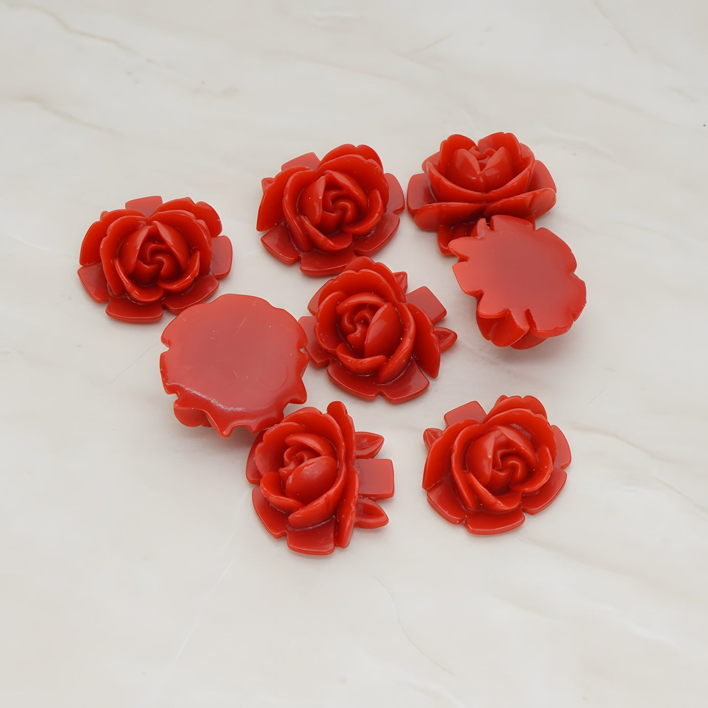 Half Rose Flower Flat Back Cabochon, 6 Pc (CB.124)