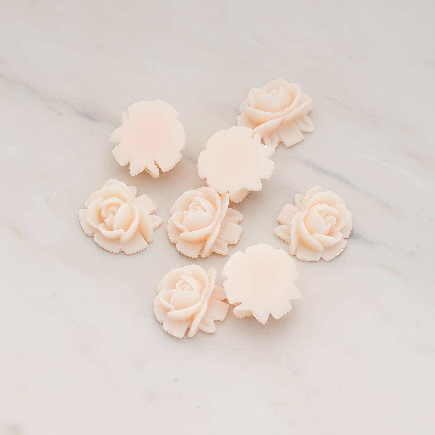 Half Rose Flower Flat Back Cabochon, 6 Pc (CB.124)