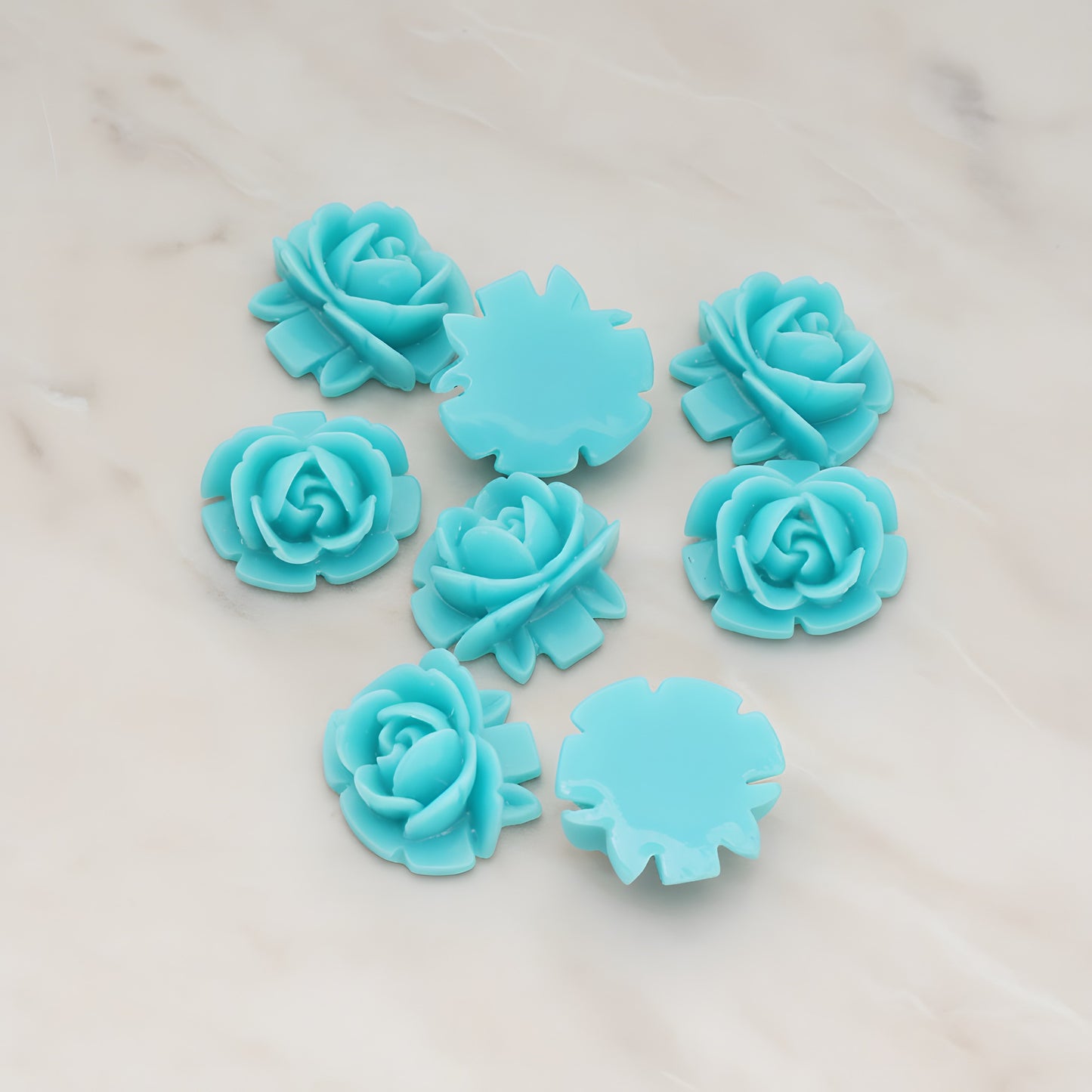 Half Rose Flower Flat Back Cabochon, 6 Pc (CB.124)