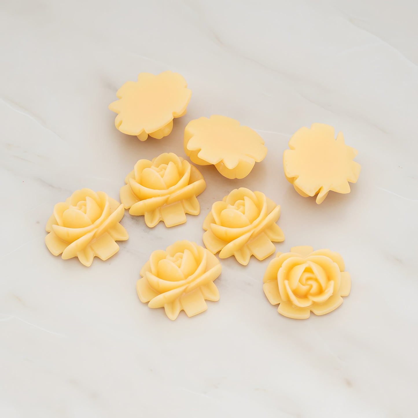 Half Rose Flower Flat Back Cabochon, 6 Pc (CB.124)
