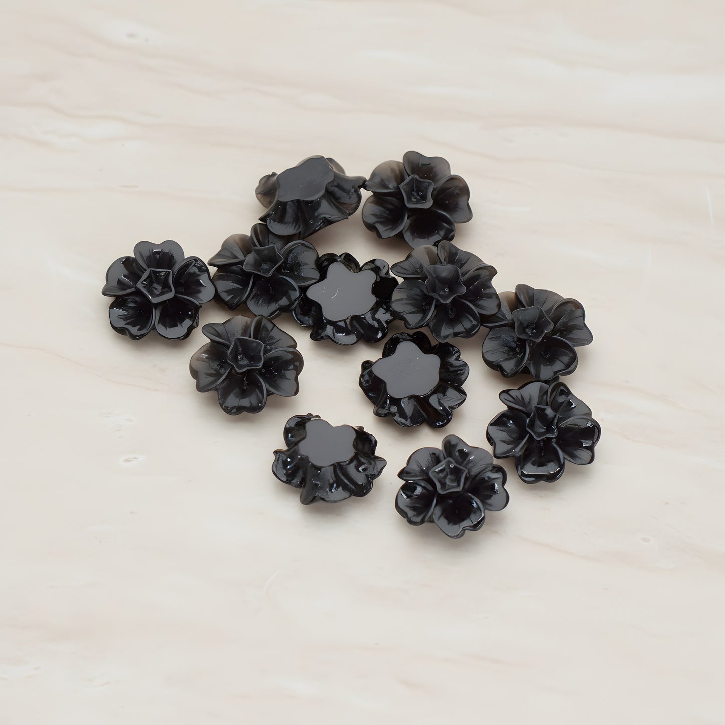 Chrysanthemum Flower Flat Back Cabochon, 6 Pc (CB.138)