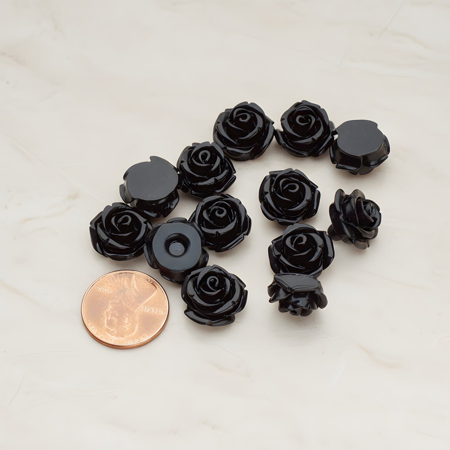 Curved Petal Rose Flower Flat Back Cabochon, 6 Pc (CB.141-01)