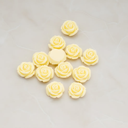 Curved Petal Rose Flower Flat Back Cabochon, 6 Pc (CB.141-01)