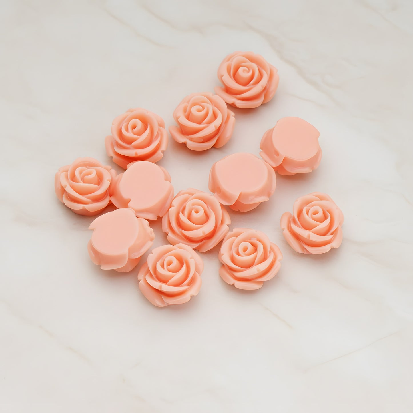 Curved Petal Rose Flower Flat Back Cabochon, 6 Pc (CB.141-01)