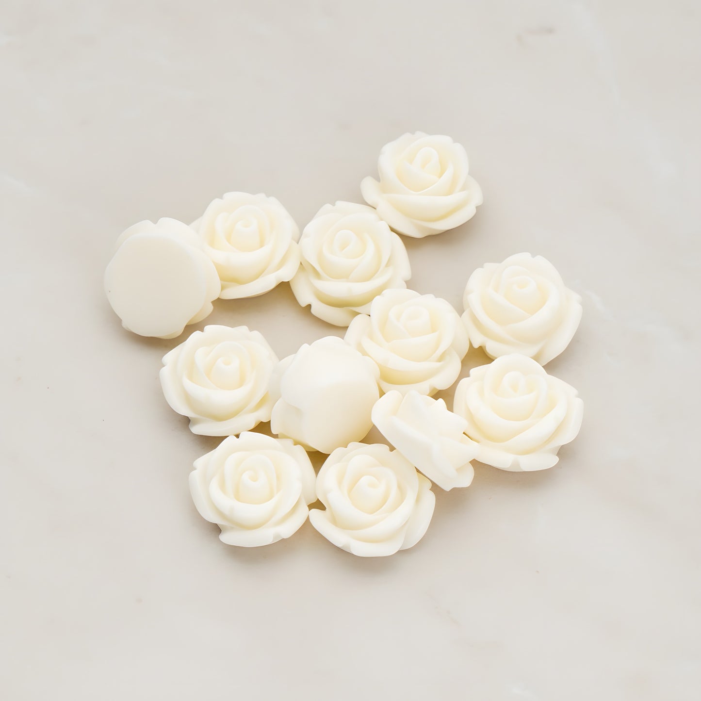 Curved Petal Rose Flower Flat Back Cabochon, 6 Pc (CB.141-01)