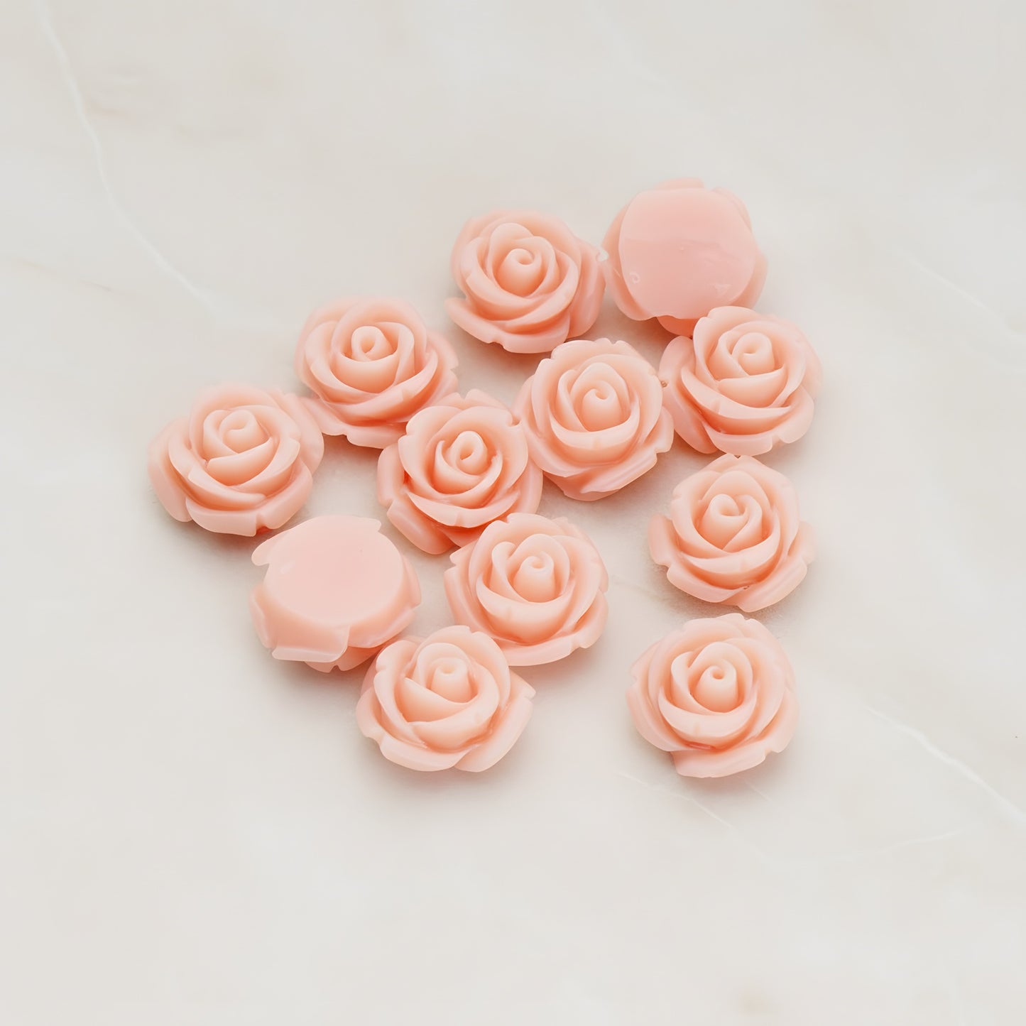 Curved Petal Rose Flower Flat Back Cabochon, 6 Pc (CB.141-01)