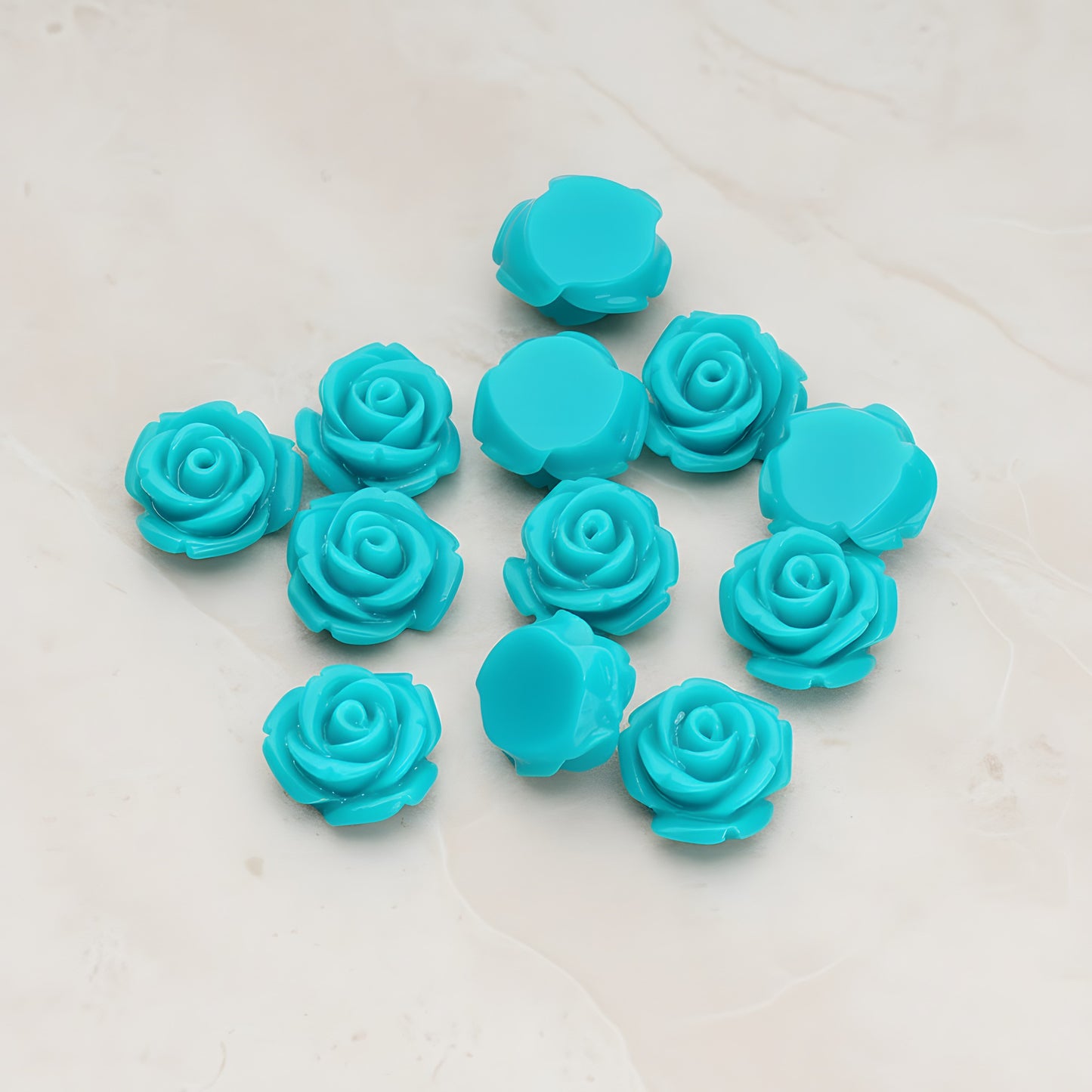 Curved Petal Rose Flower Flat Back Cabochon, 6 Pc (CB.141-01)