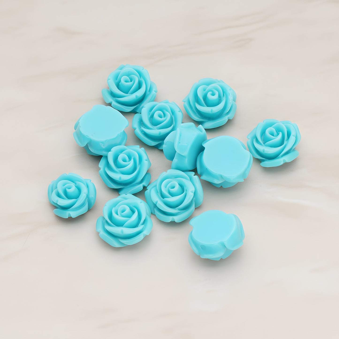 Curved Petal Rose Flower Flat Back Cabochon, 6 Pc (CB.141-01)