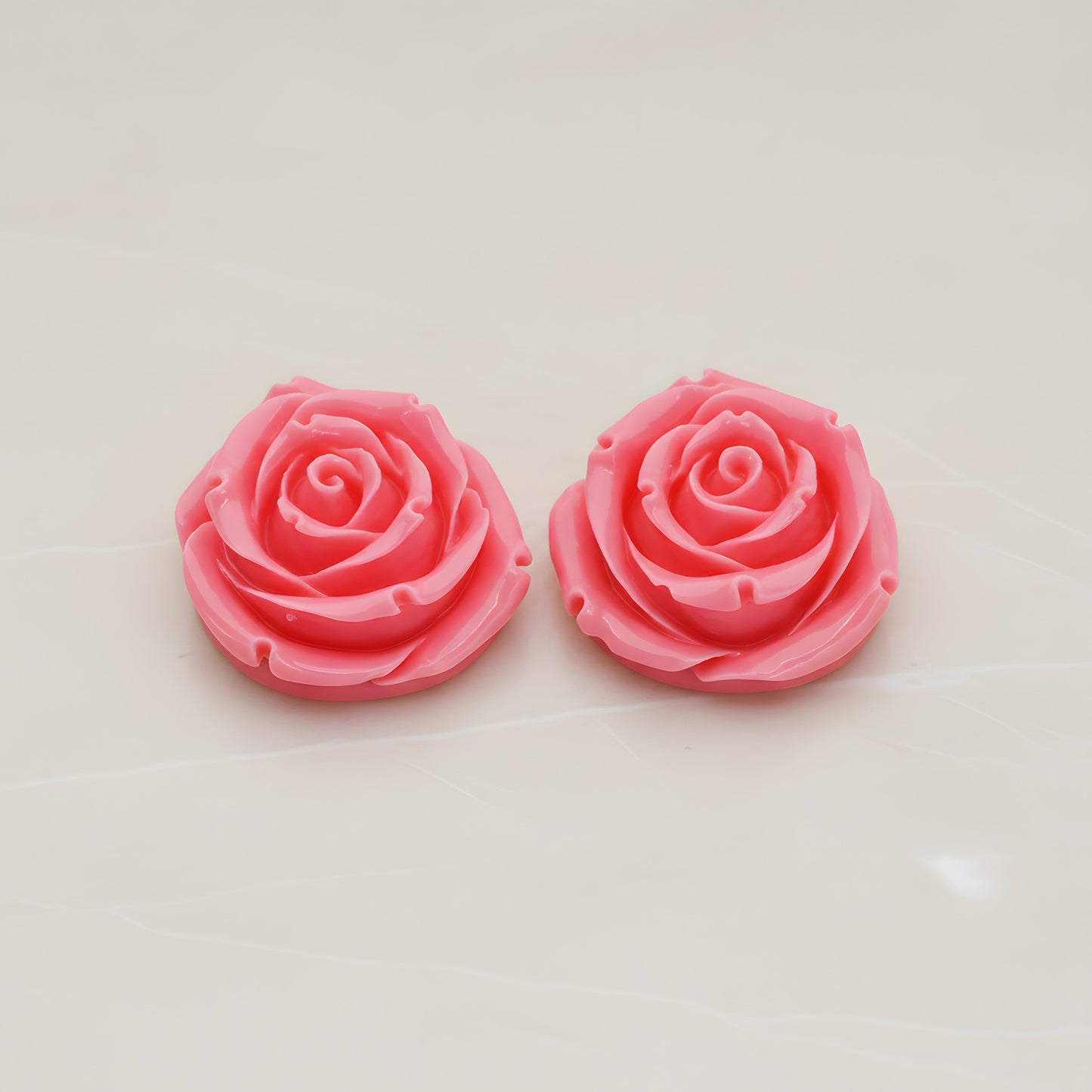 Chunky Rose Flower Flat Back Cabochon, 2 Pc (CB.152)