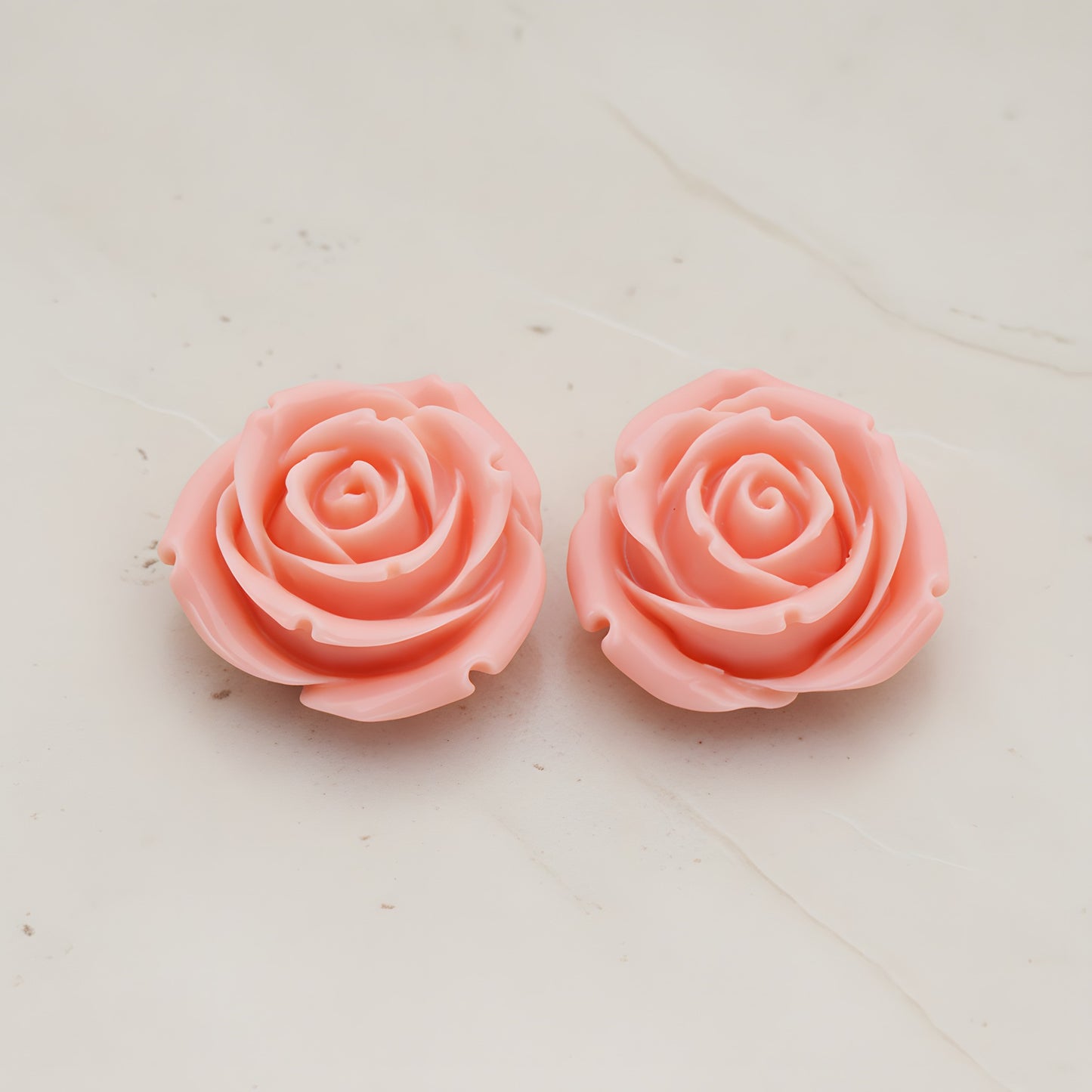 Chunky Rose Flower Flat Back Cabochon, 2 Pc (CB.152)