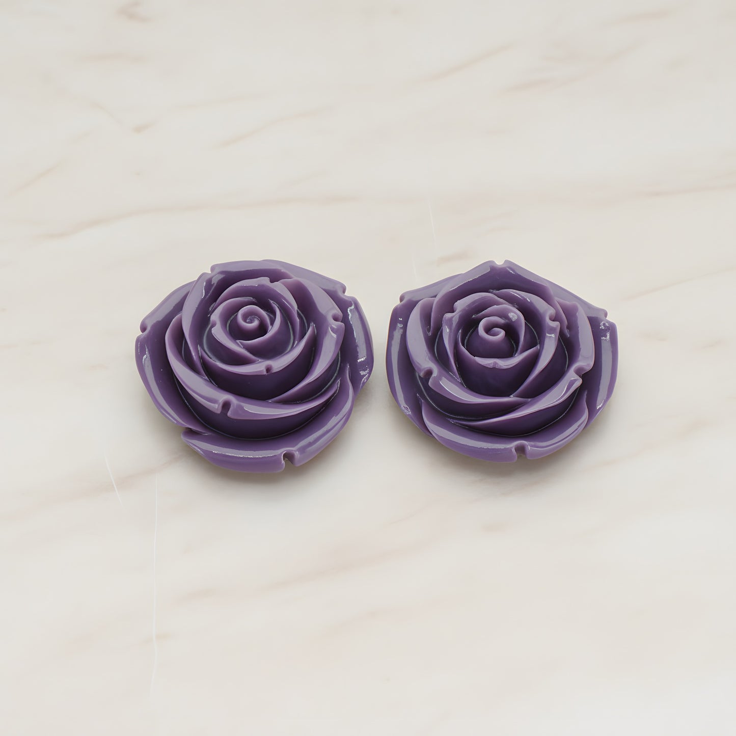 Chunky Rose Flower Flat Back Cabochon, 2 Pc (CB.152)