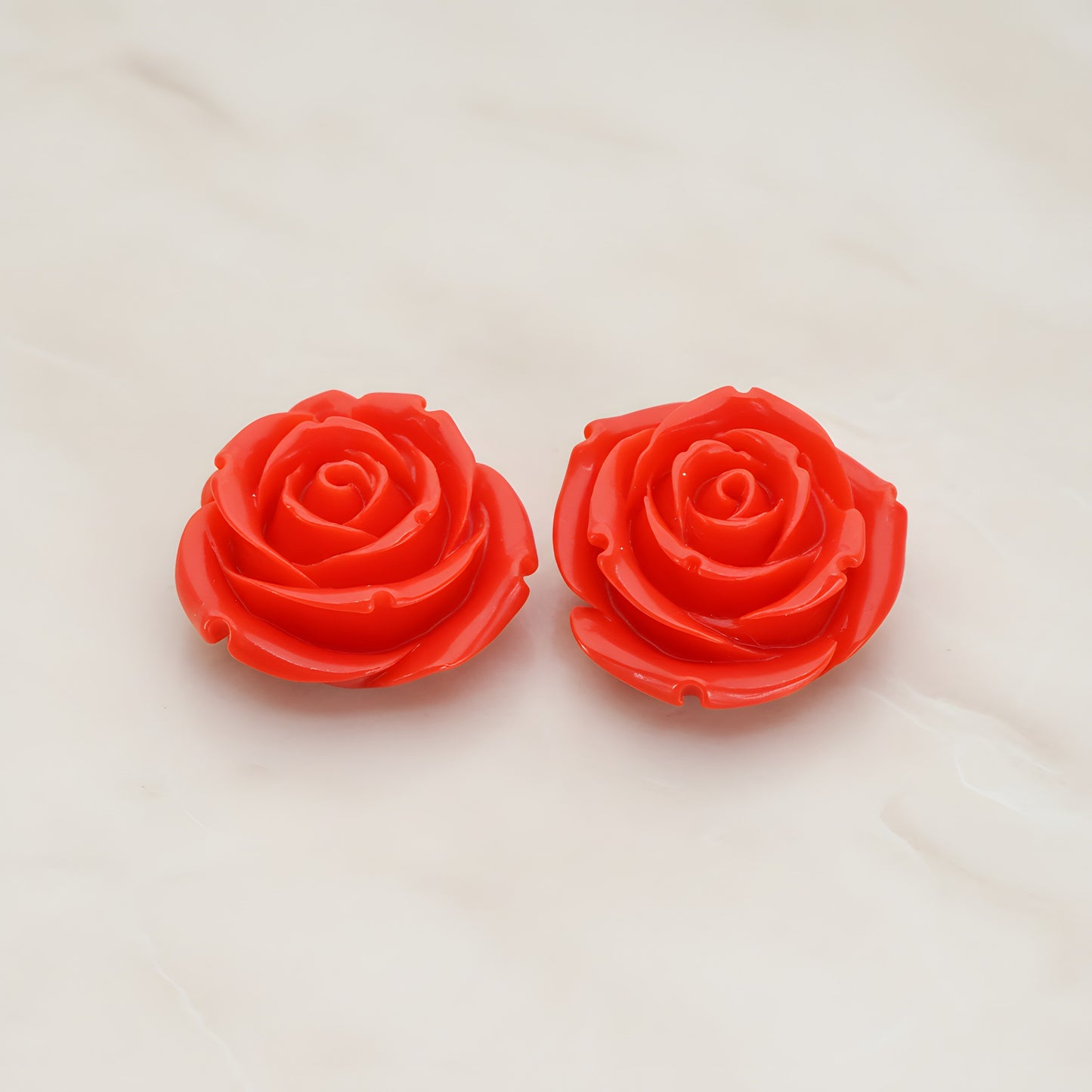 Chunky Rose Flower Flat Back Cabochon, 2 Pc (CB.152)
