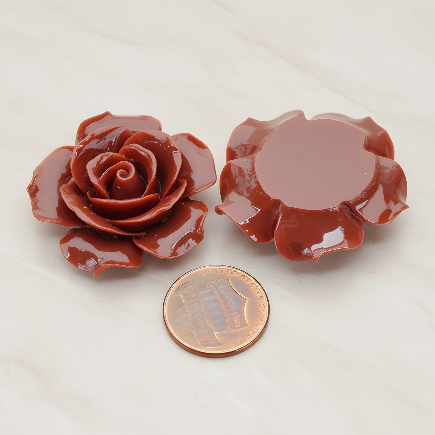 Angelique Rose Flower Flat Back Cabochon, 2 Pc (CB.157-07)