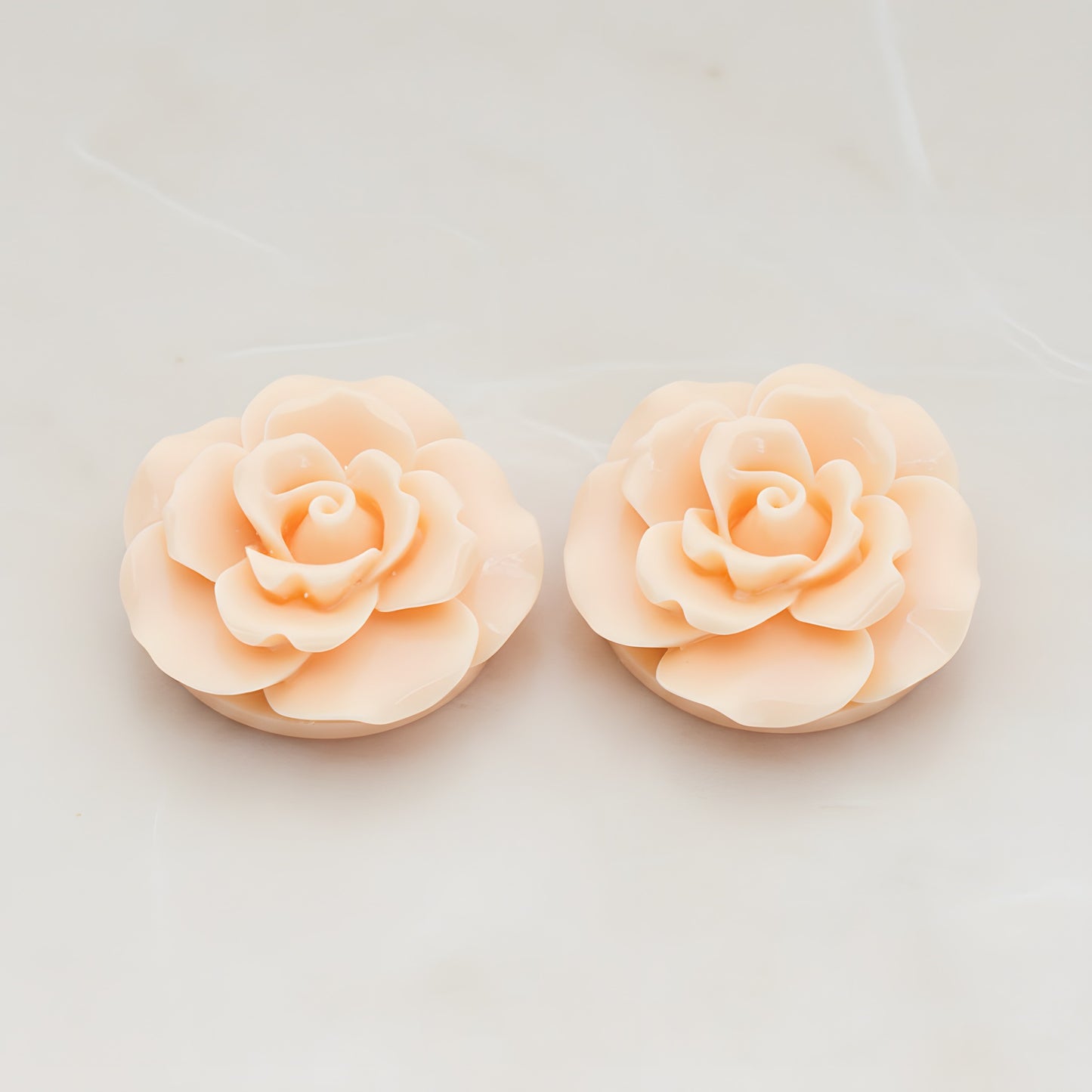 Ruffle Rose Flower Flat Back Cabochon, 2 Pc (CB.157)