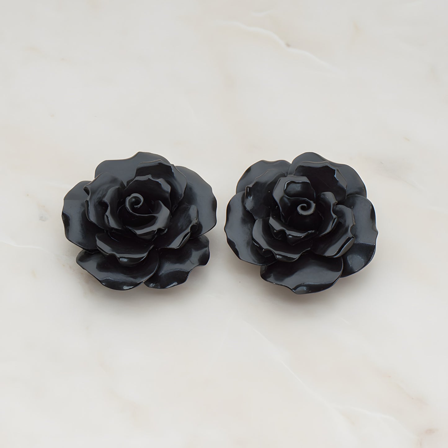 Ruffle Rose Flower Flat Back Cabochon, 2 Pc (CB.157)