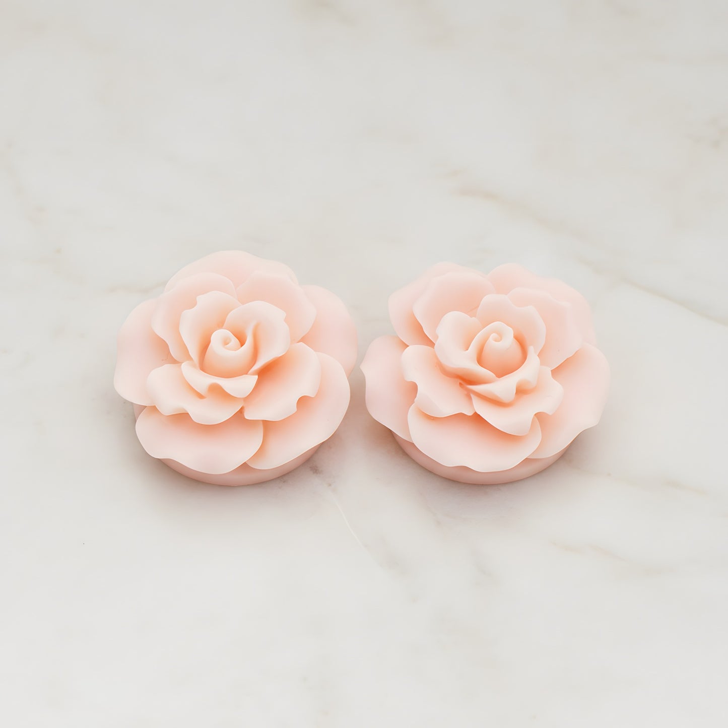 Ruffle Rose Flower Flat Back Cabochon, 2 Pc (CB.157)
