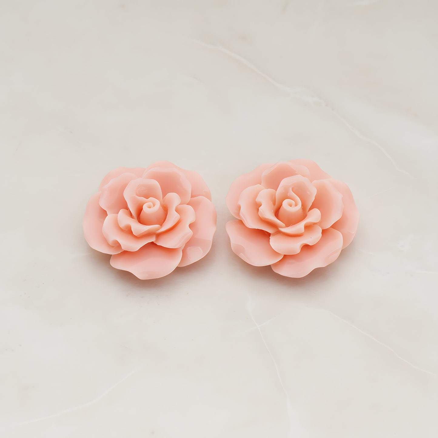 Ruffle Rose Flower Flat Back Cabochon, 2 Pc (CB.157)