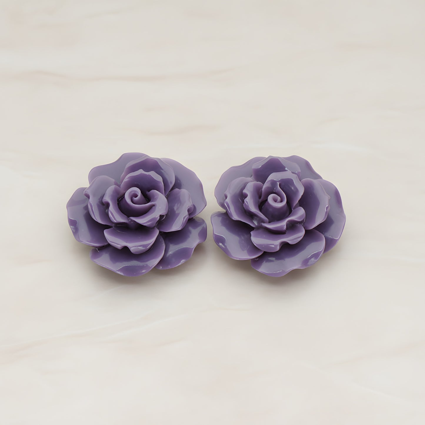 Ruffle Rose Flower Flat Back Cabochon, 2 Pc (CB.157)