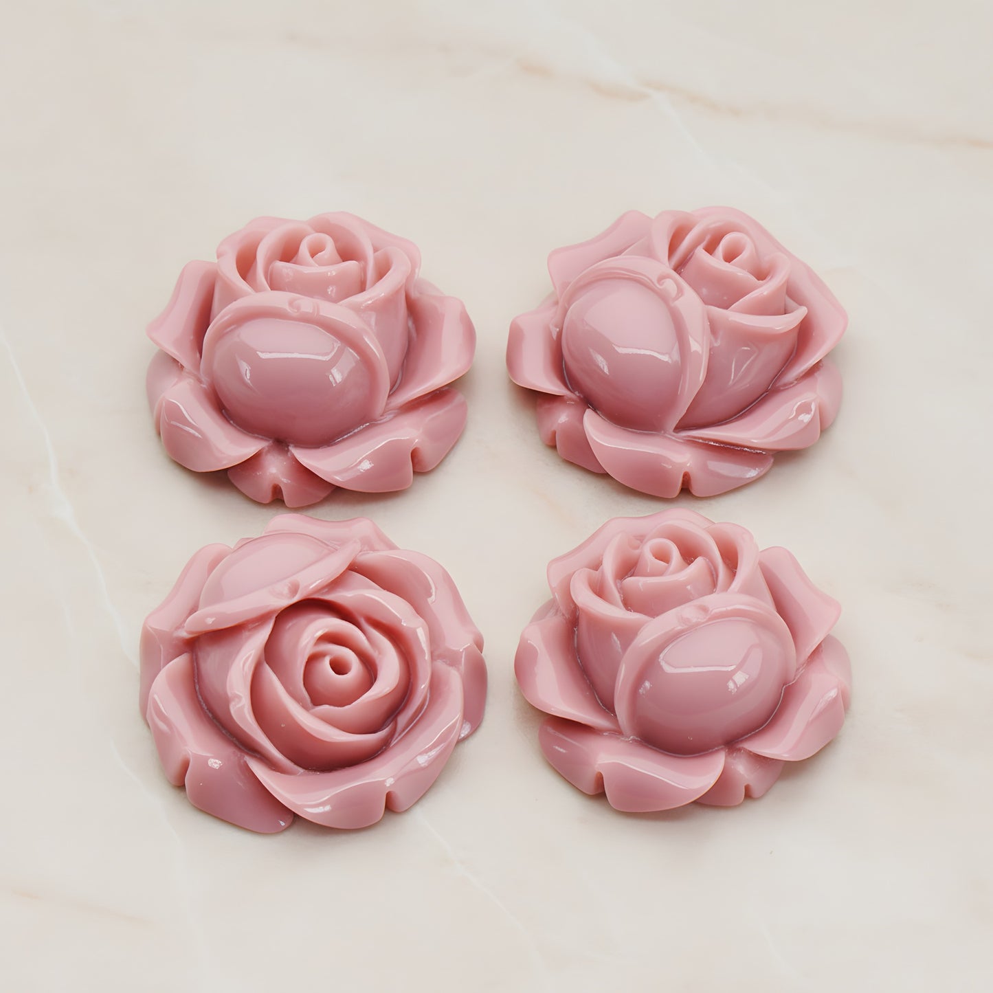 Rose Flower Flat Back Cabochon, 4 Pc (CB.176-02)