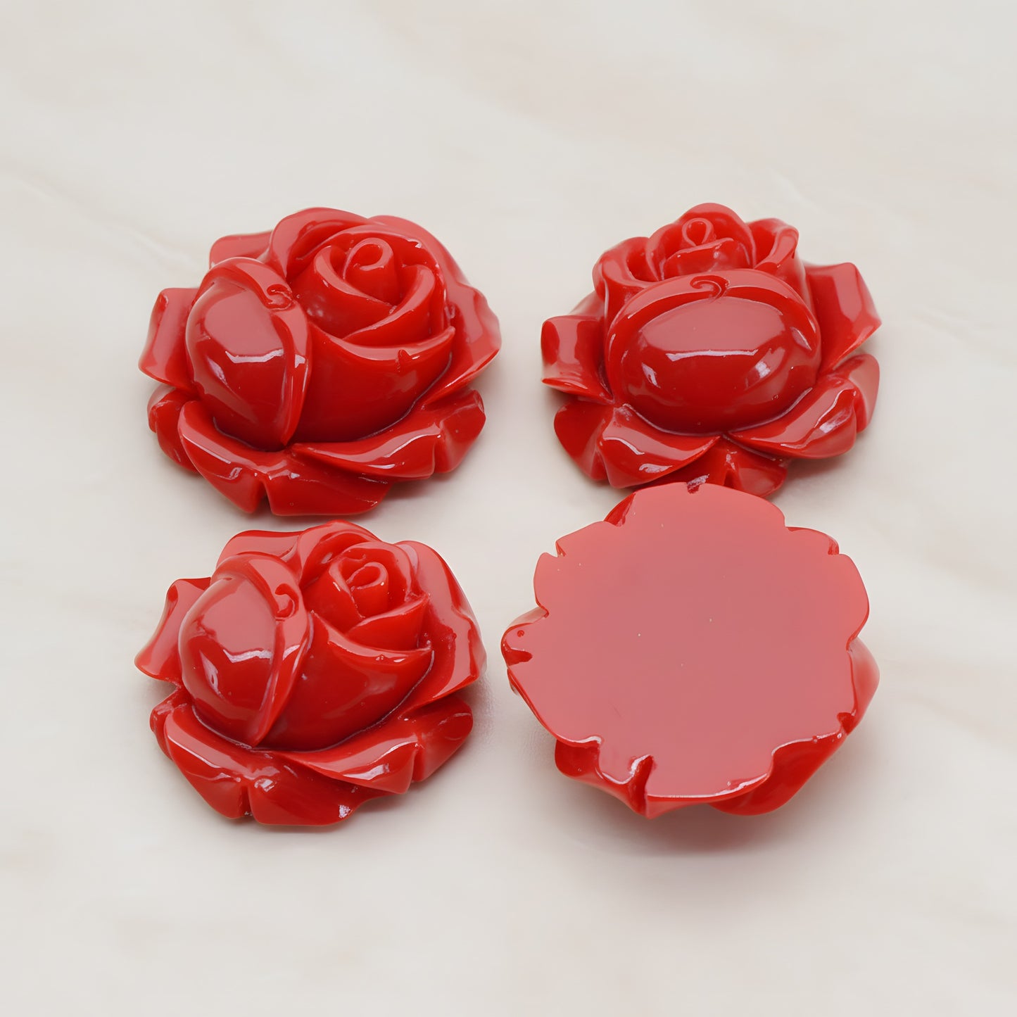 Rose Flower Flat Back Cabochon, 4 Pc (CB.176-02)