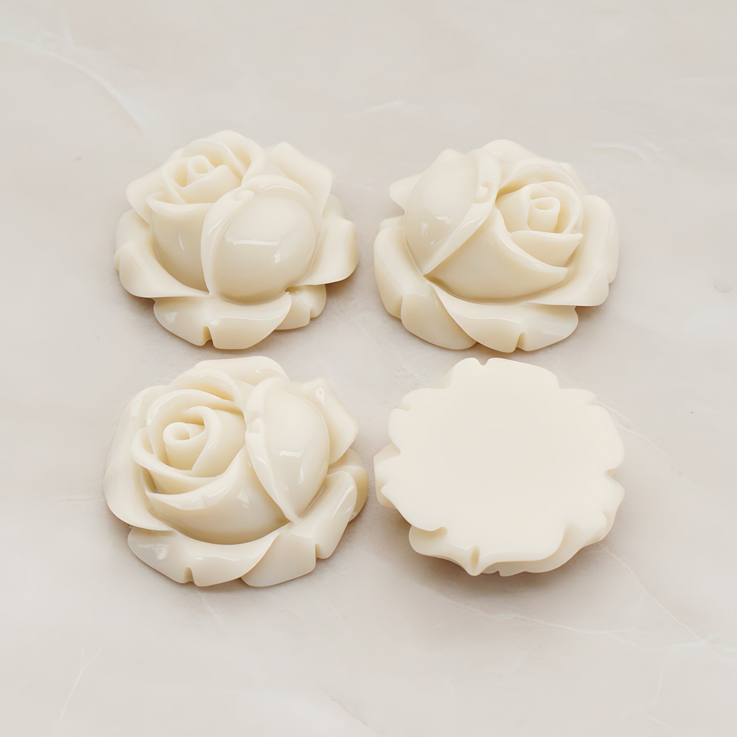 Rose Flower Flat Back Cabochon, 4 Pc (CB.176-02)