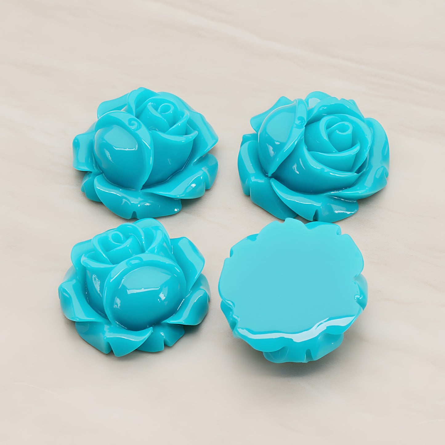 Rose Flower Flat Back Cabochon, 4 Pc (CB.176-02)