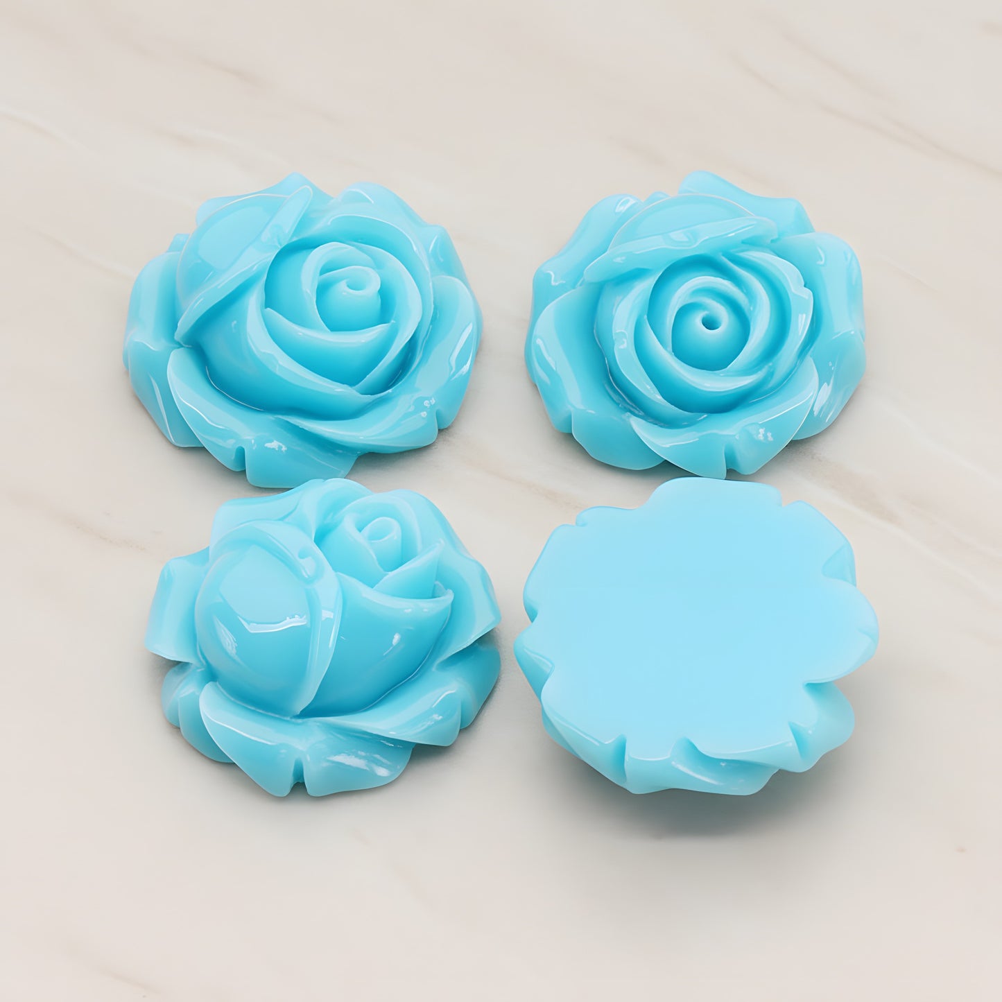 Rose Flower Flat Back Cabochon, 4 Pc (CB.176-02)