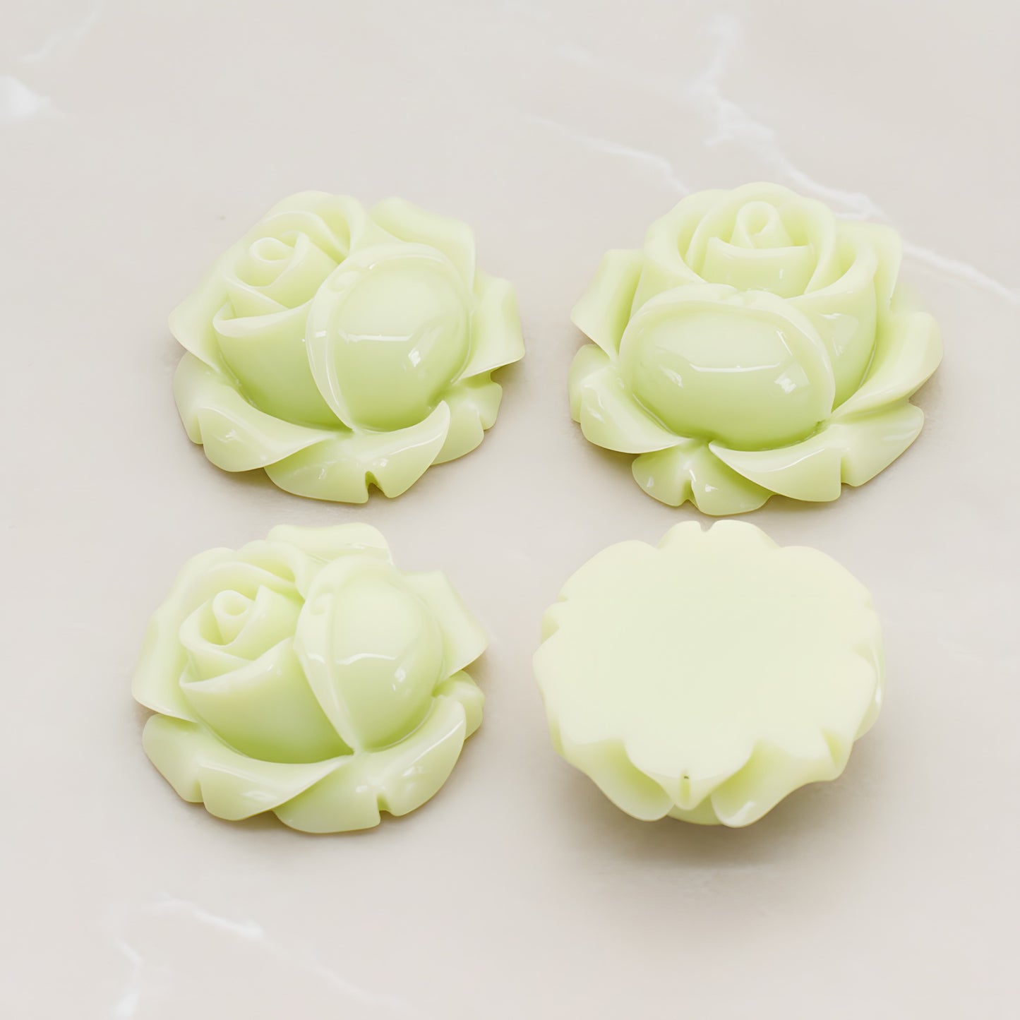 Rose Flower Flat Back Cabochon, 4 Pc (CB.176-02)