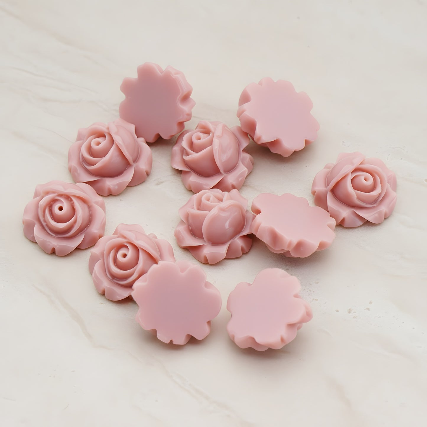 Half Rose Flower Flat Back Cabochon, 4 Pc (CB.176)