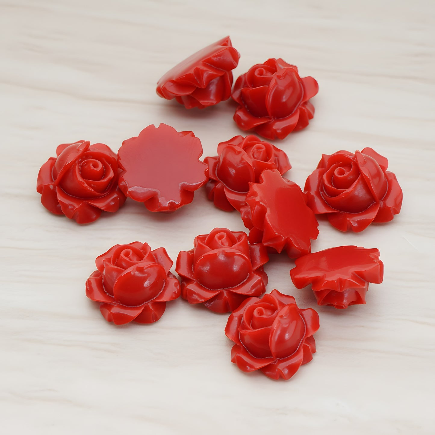Half Rose Flower Flat Back Cabochon, 4 Pc (CB.176)